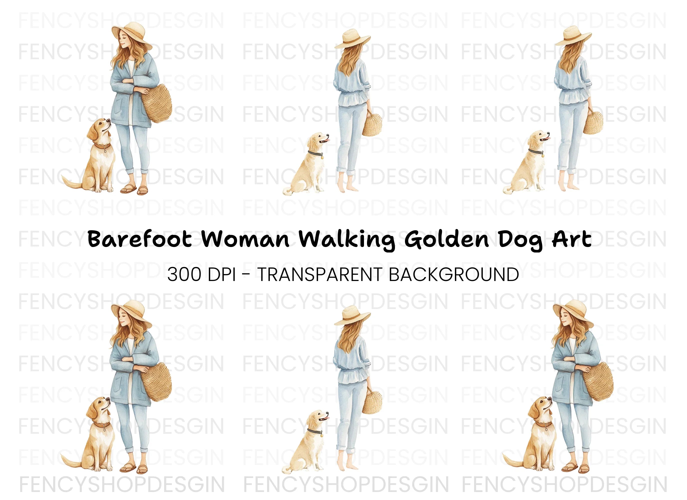 Golden Retriever Clipart Bundle for Women