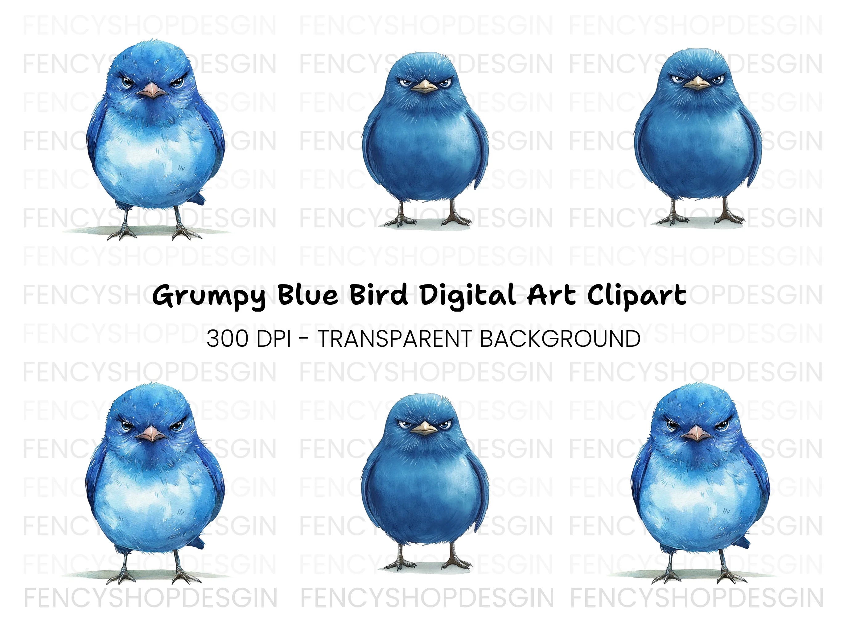 Angry Blue Bird Clipart Bundle