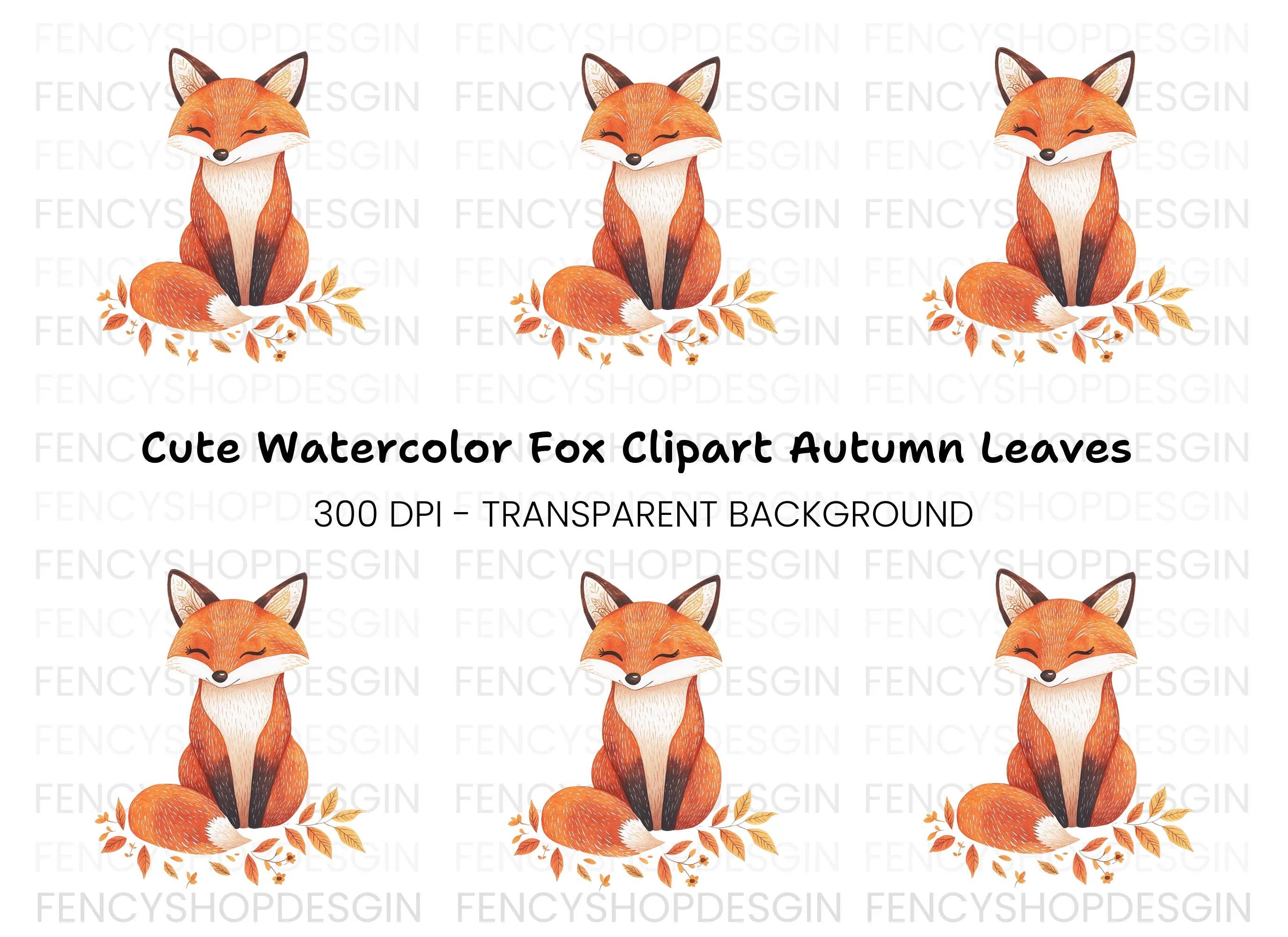 Cute Woodland Fox Clipart Bundle