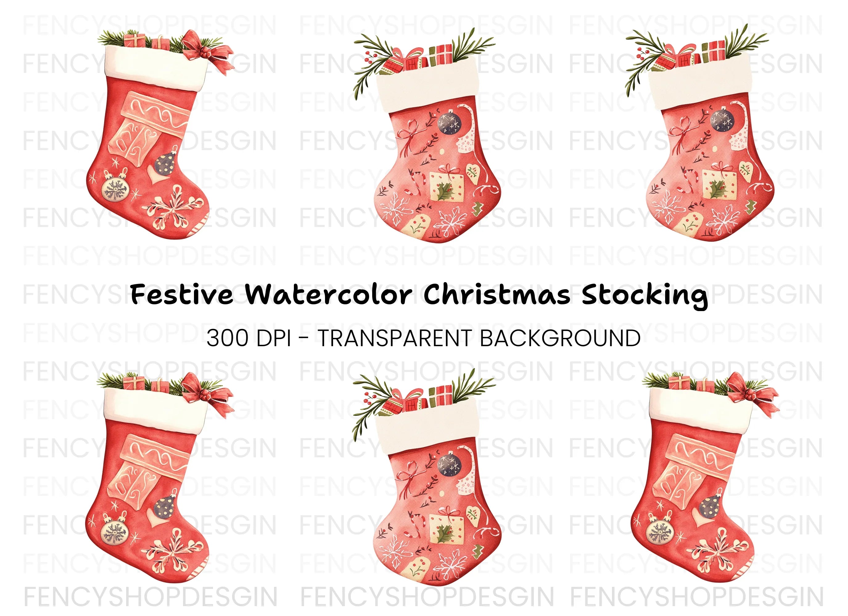 Festive Christmas Stocking Clipart Bundle