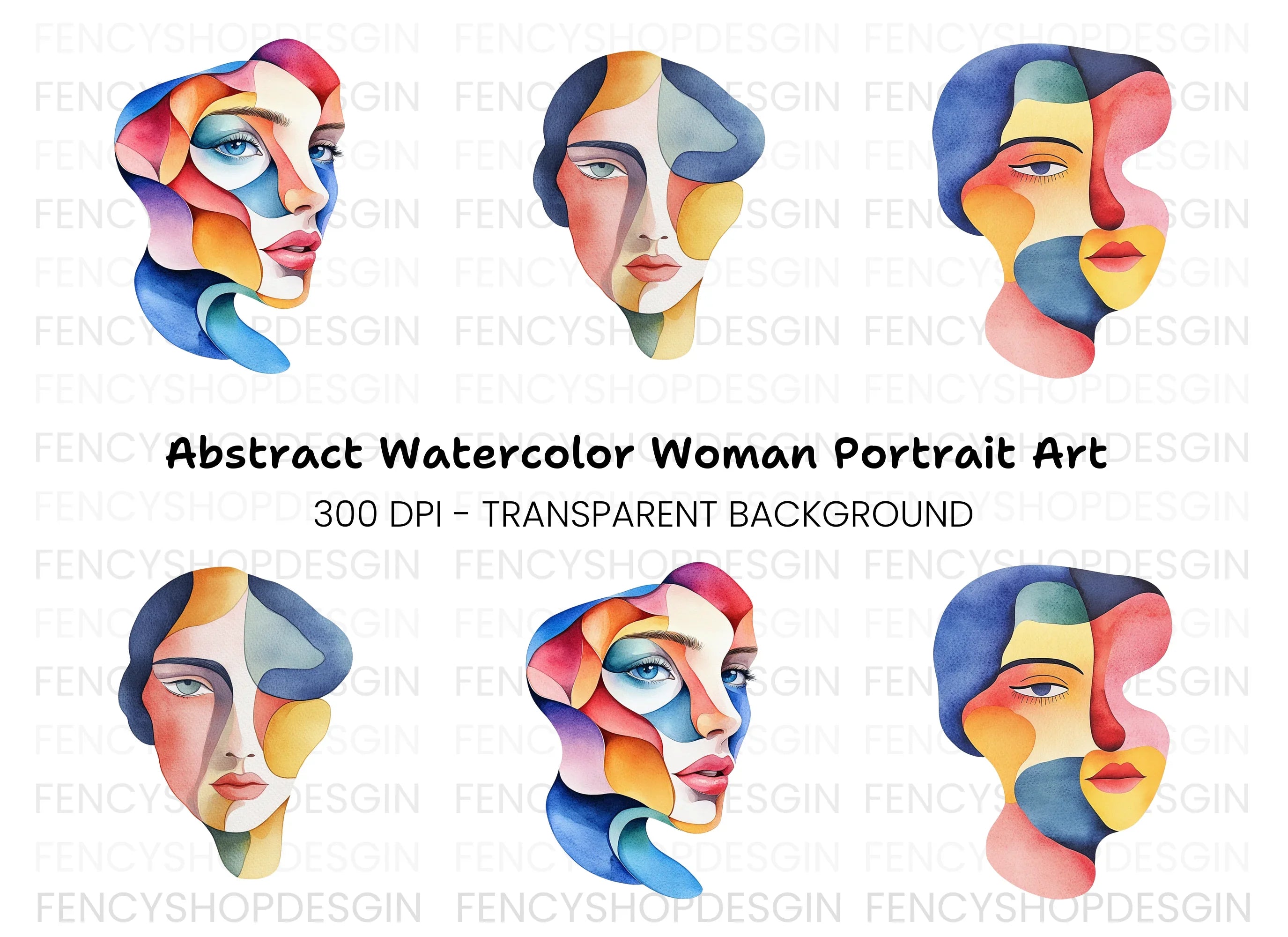 Abstract Faces Clipart Bundle