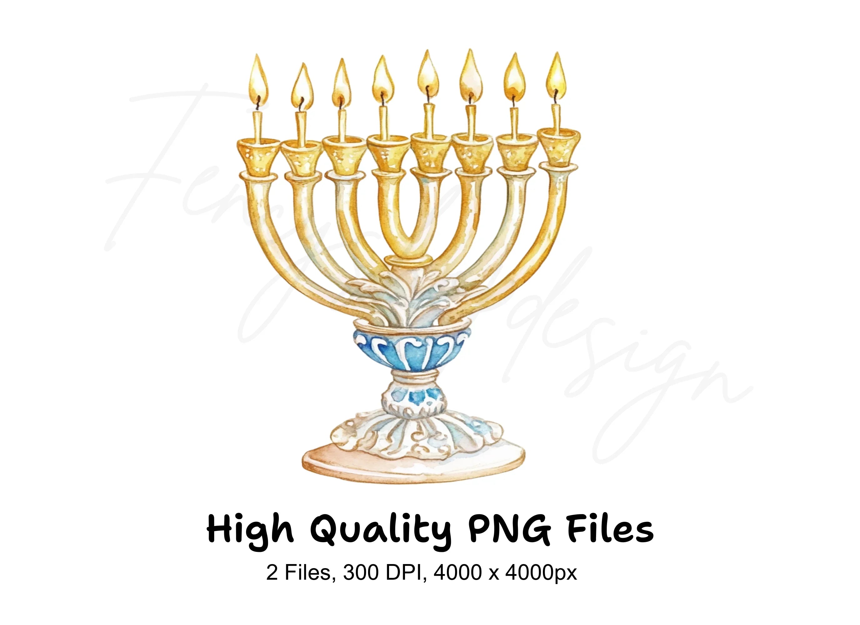 Elegant Hanukkah Menorahs Clipart Bundle