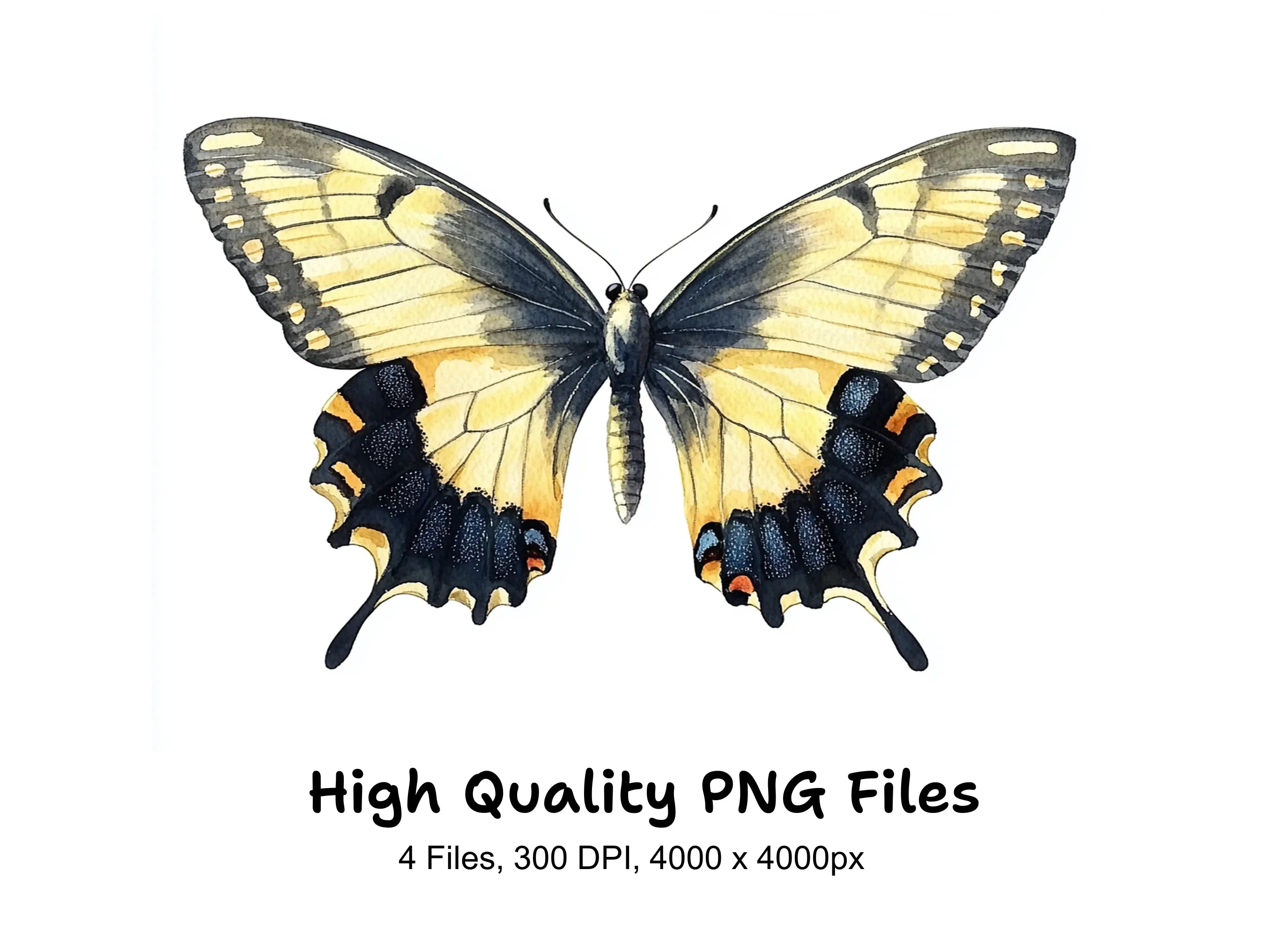 Yellow Swallowtail Butterflies Clipart Bundle