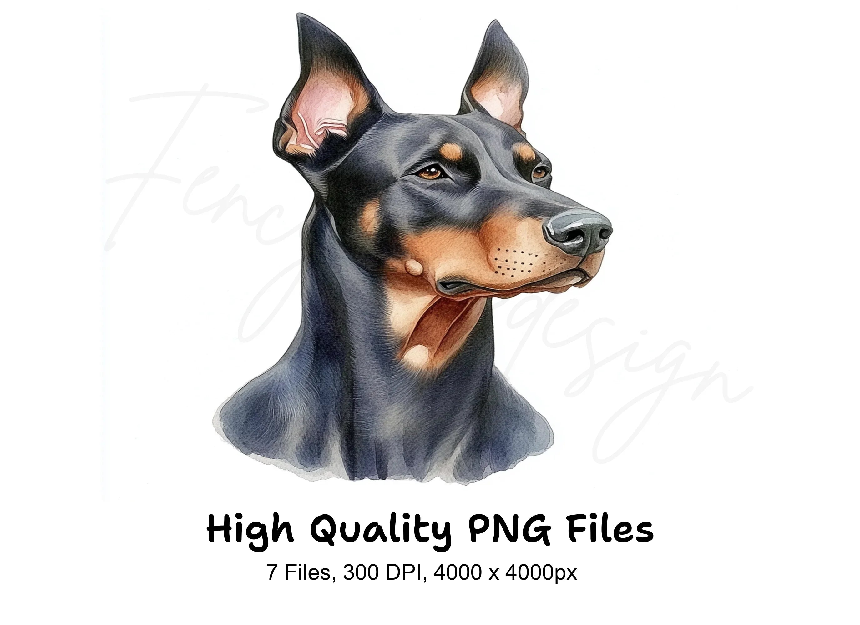 Doberman Pinscher Dog Clipart Bundle