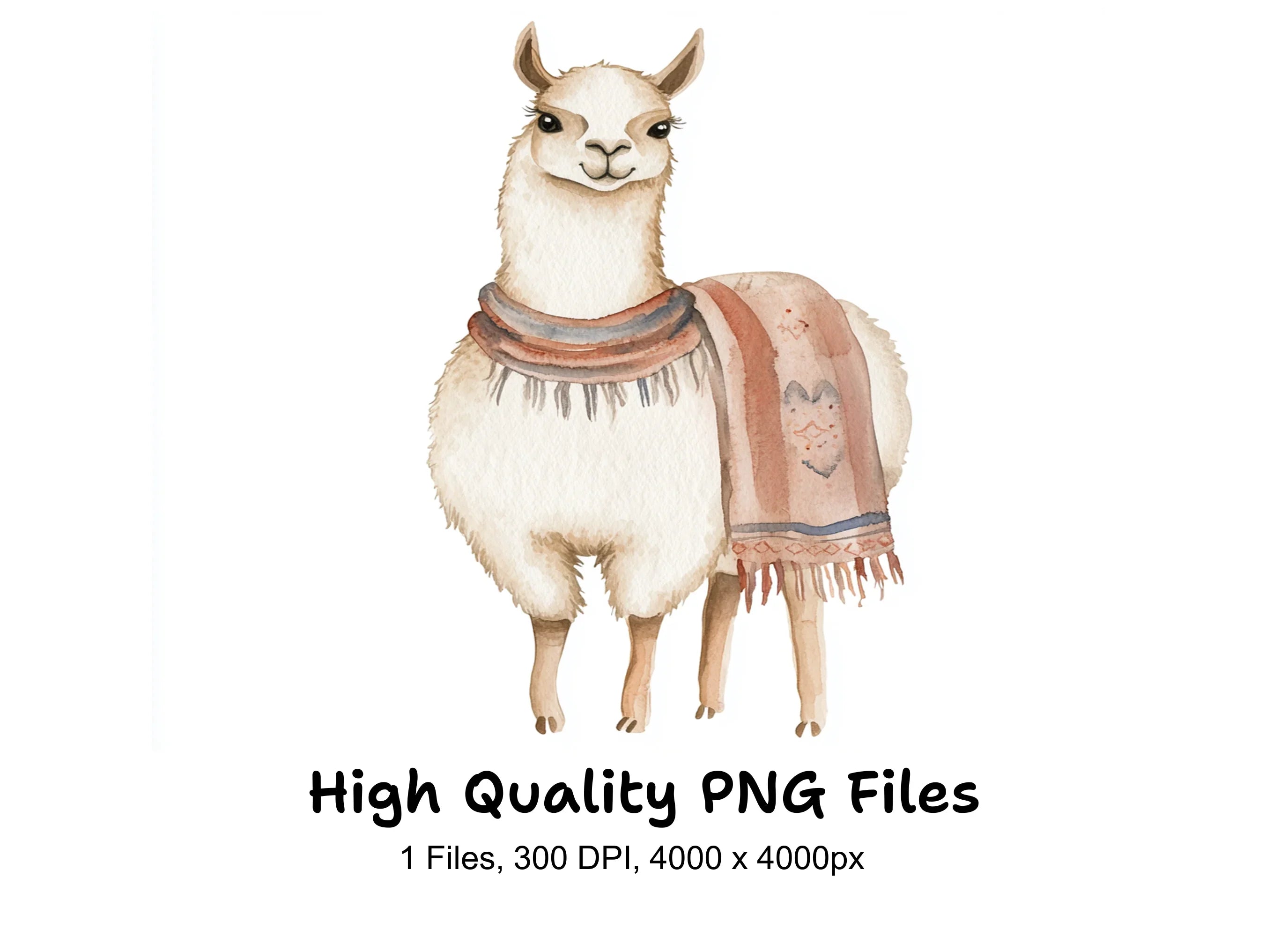 Cute Llama with Scarf Clipart Bundle