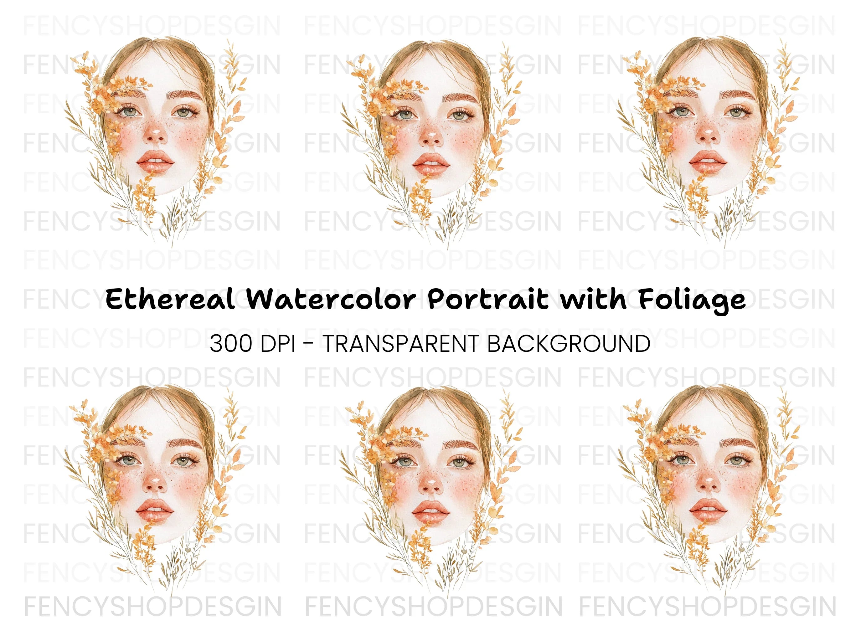 Autumn Flowers Woman Face Clipart Bundle