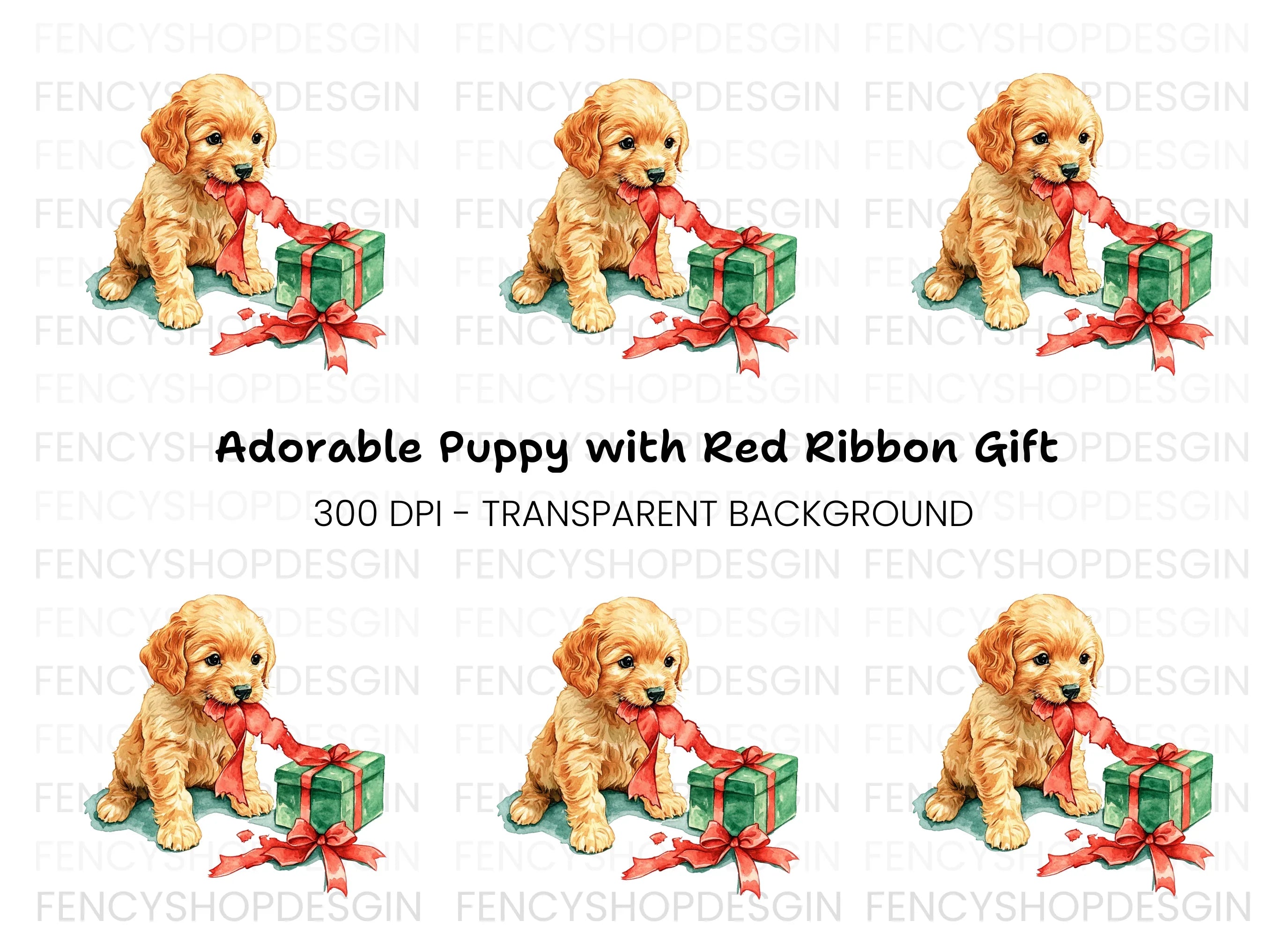 Cute Puppy Christmas Gift Clipart Bundle