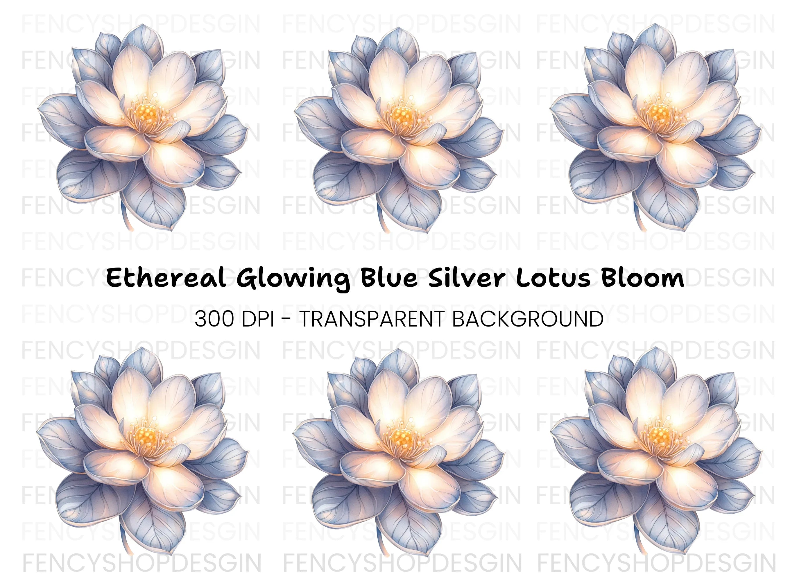 Elegant White Lotus Flower Clipart Bundle