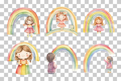Girl Watching Rainbow Clipart Bundle - CraftNest - Digital Crafting and Art