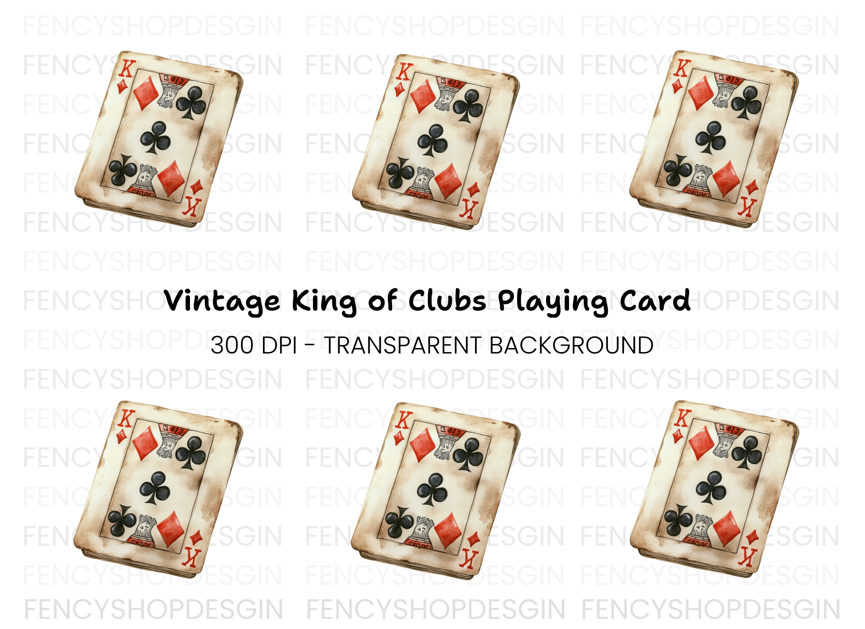 Aged King Playing Card Clipart Bundle