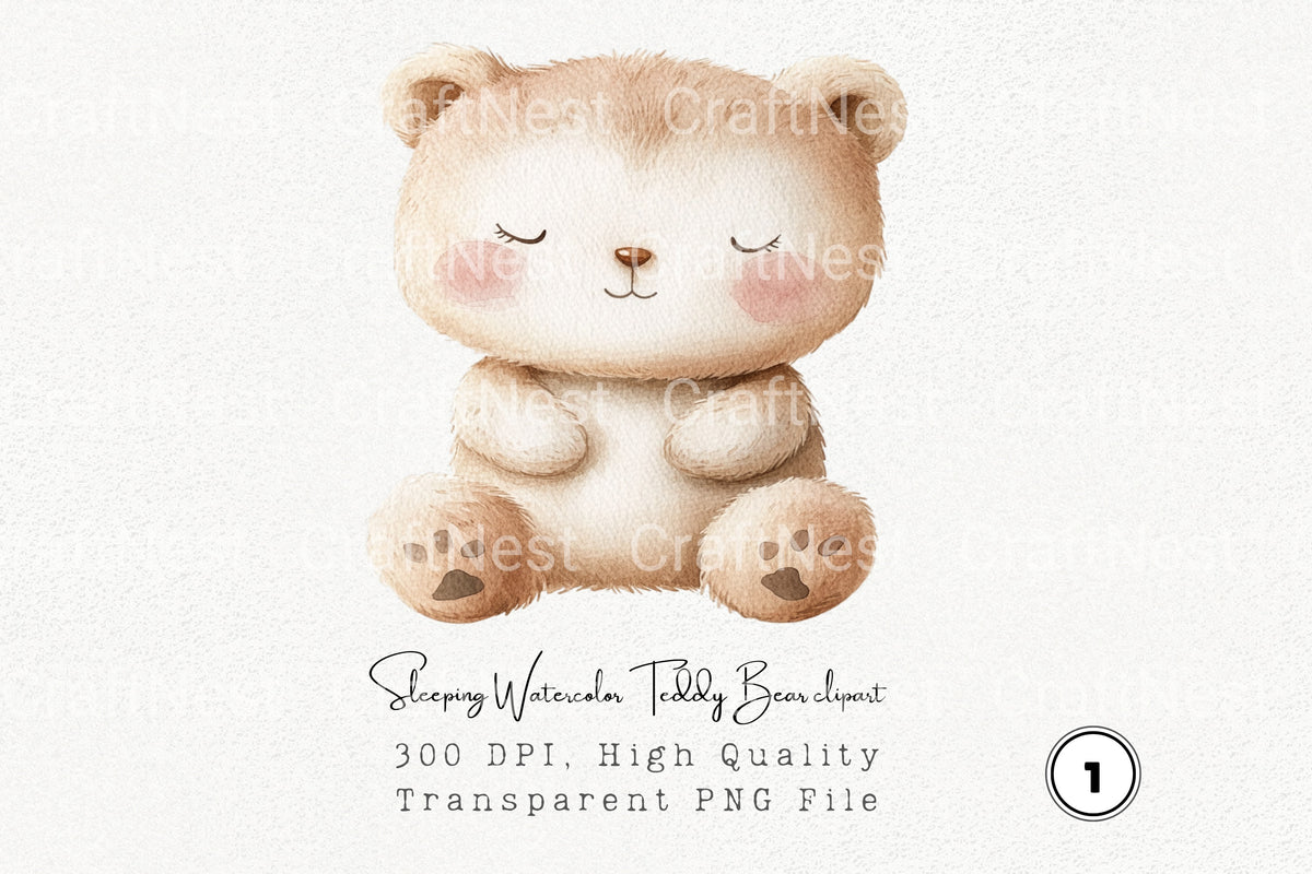 Sleeping Teddy Bear Clipart Bundle