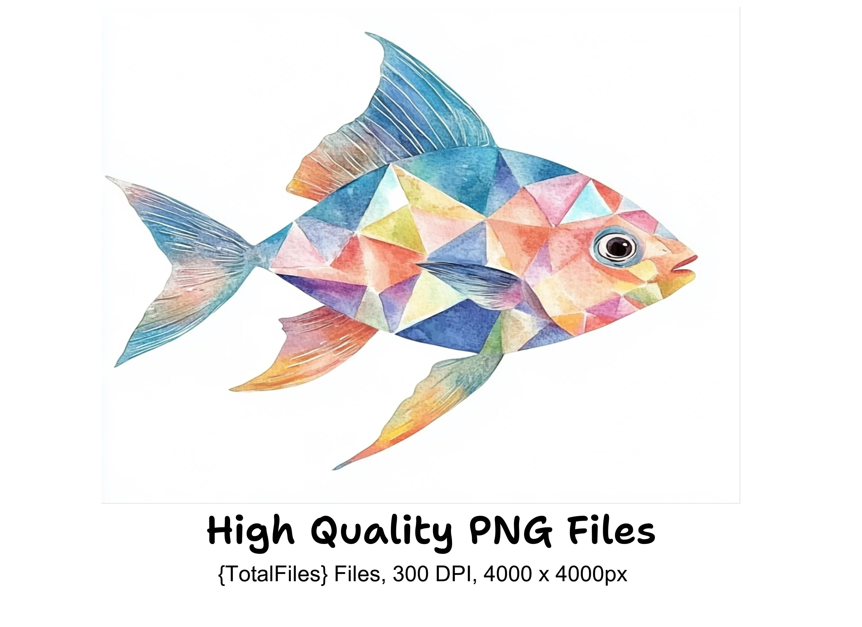 Colorful Geometric Fish Clipart Bundle