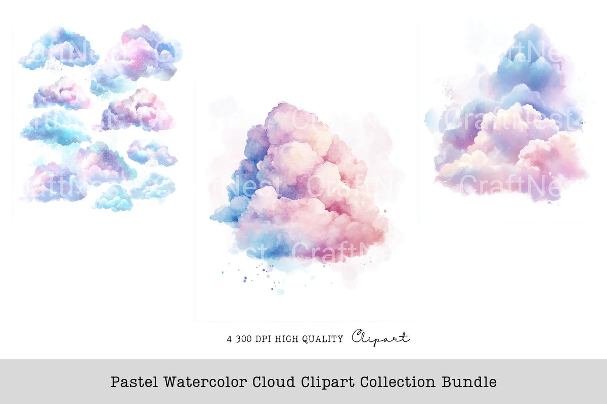Pastel Cloud Clipart Bundle