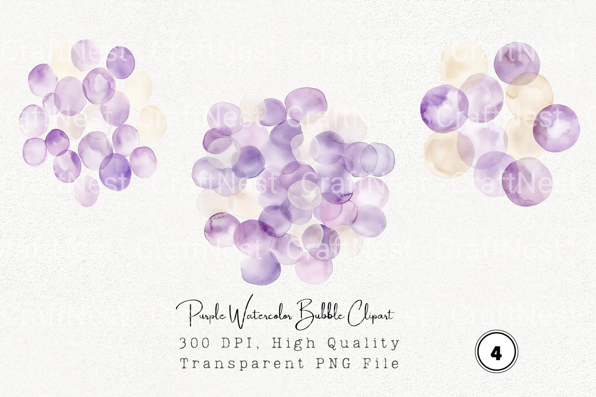 Purple Bubble Clipart Bundle