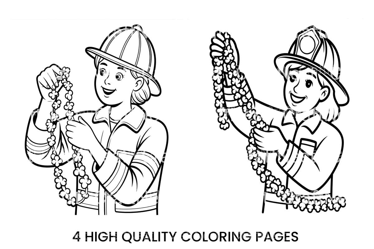 Firefighter Decorating Christmas Tree Coloring Books