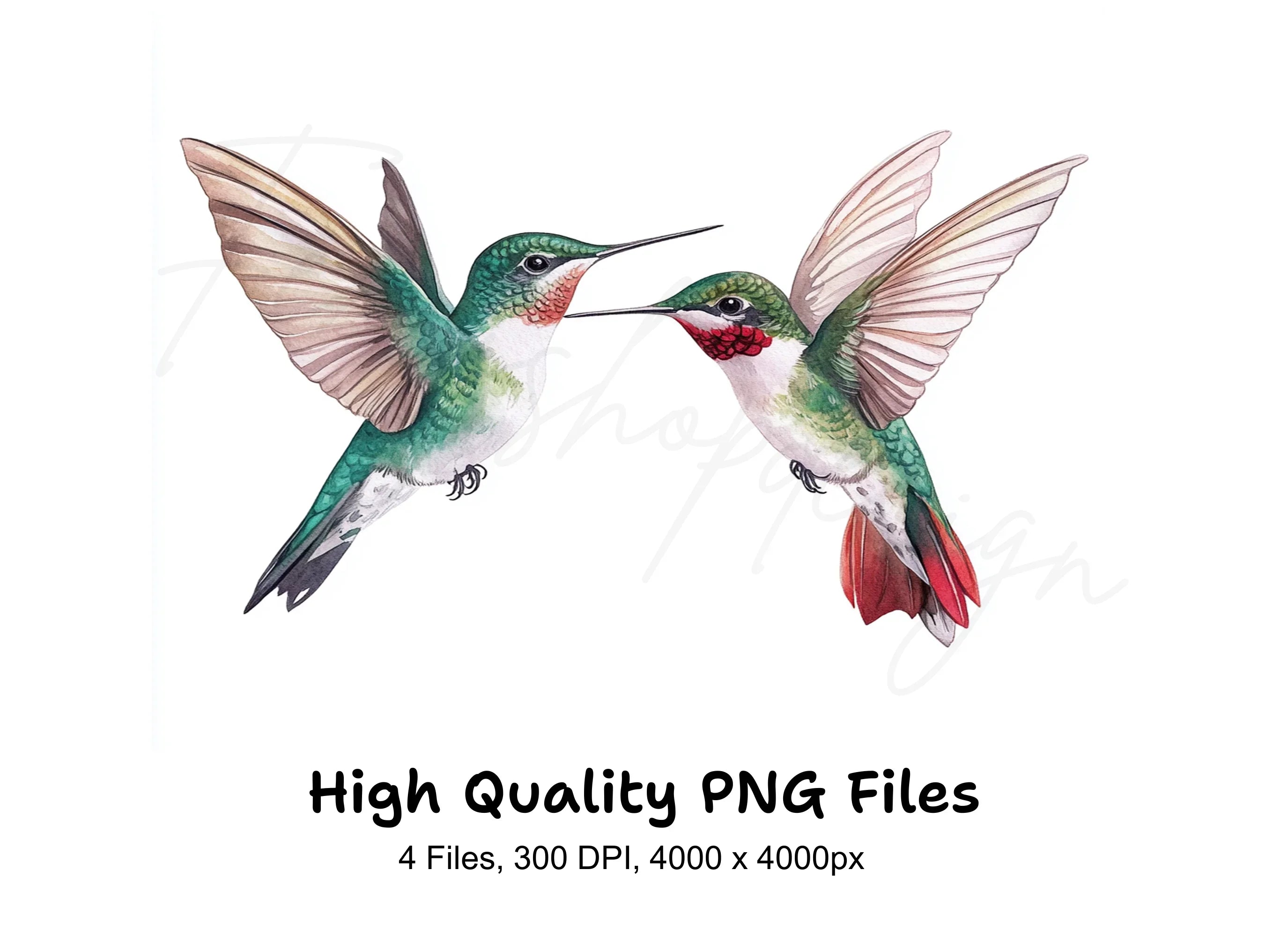 Hummingbird Pair Clipart Bundle