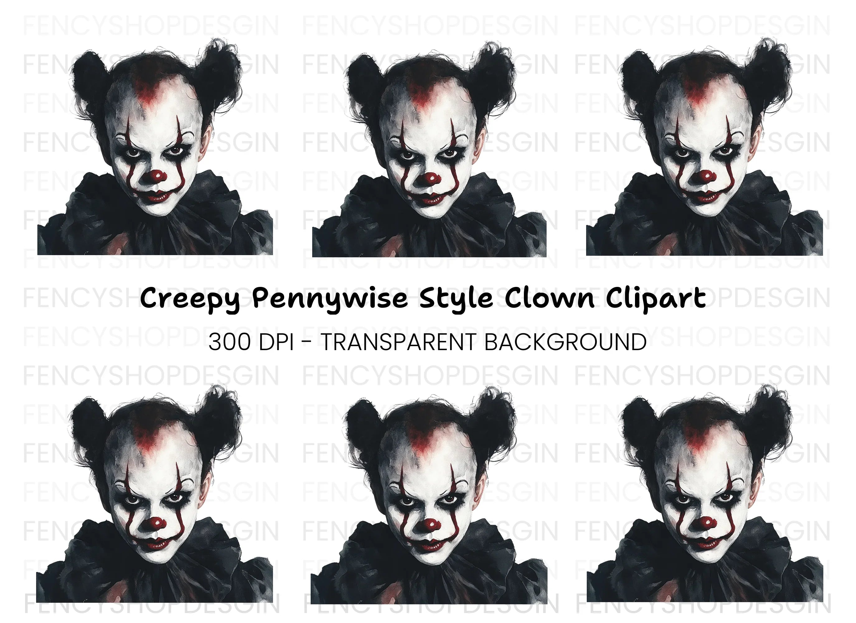 Creepy Clown Halloween Clipart Bundle