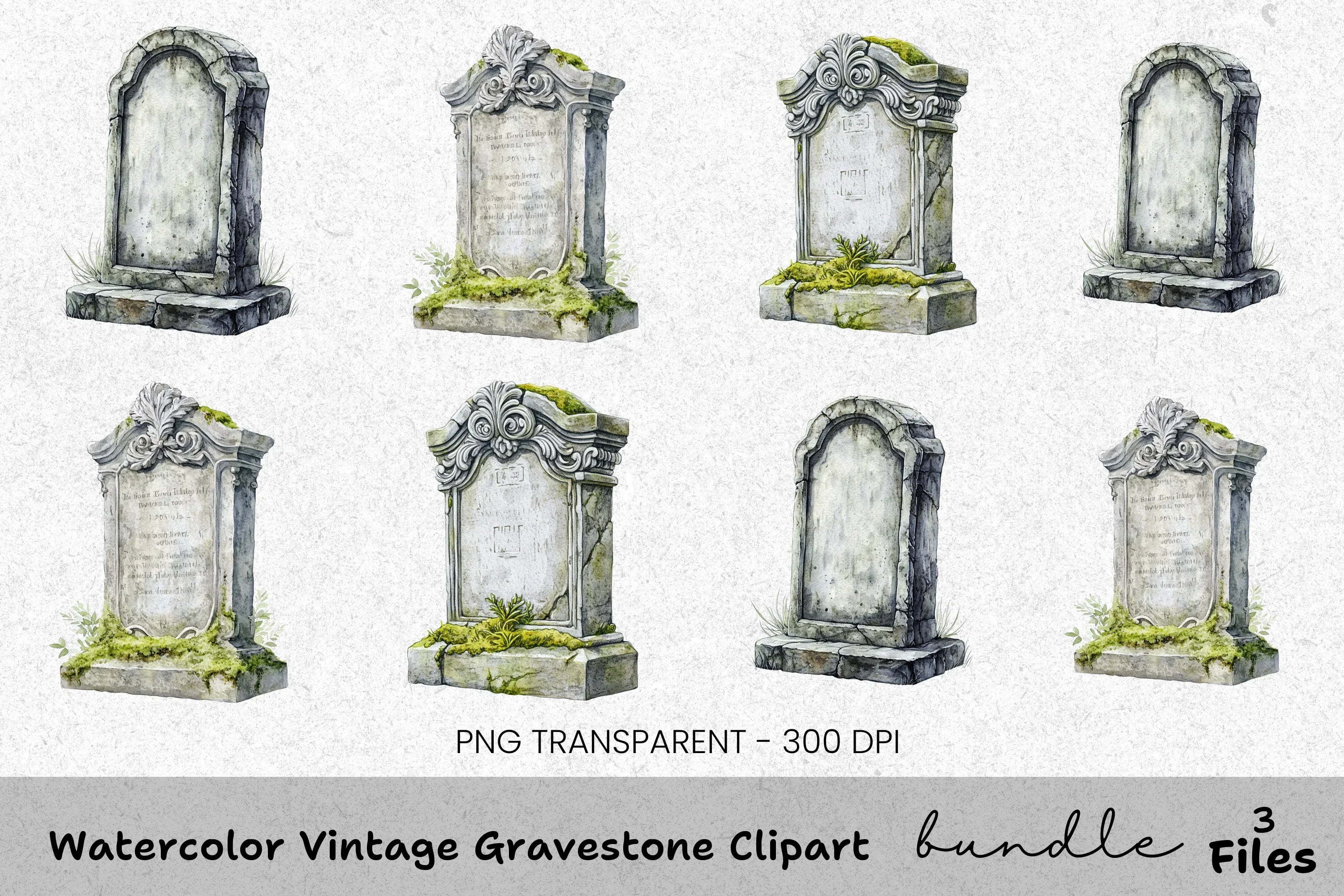 Vintage Gravestone Clipart Bundle