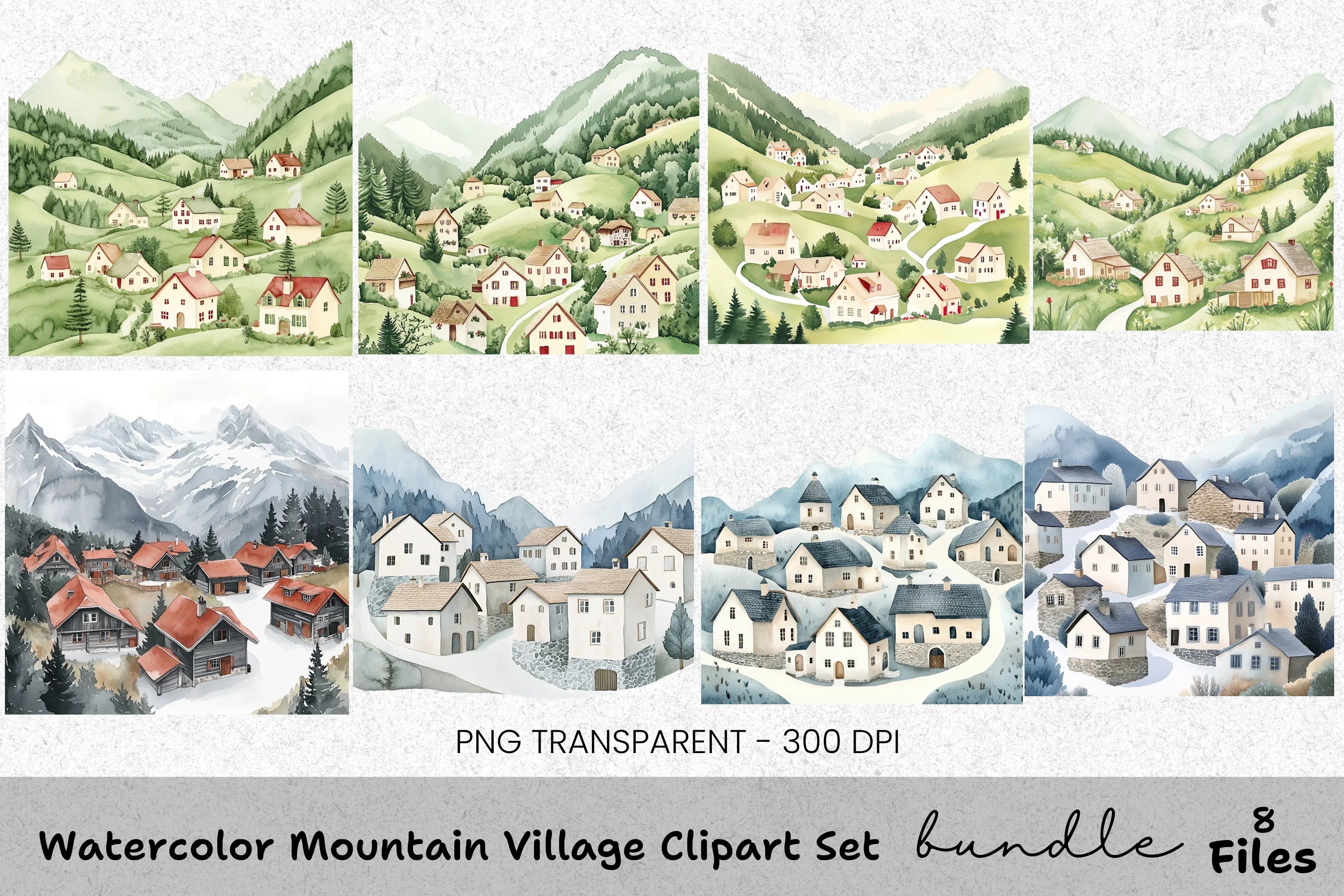 Mountain Village Clipart Bundle
