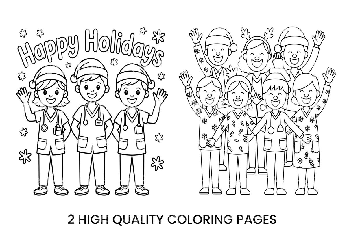 Happy Holidays Medical Staff Coloring Books