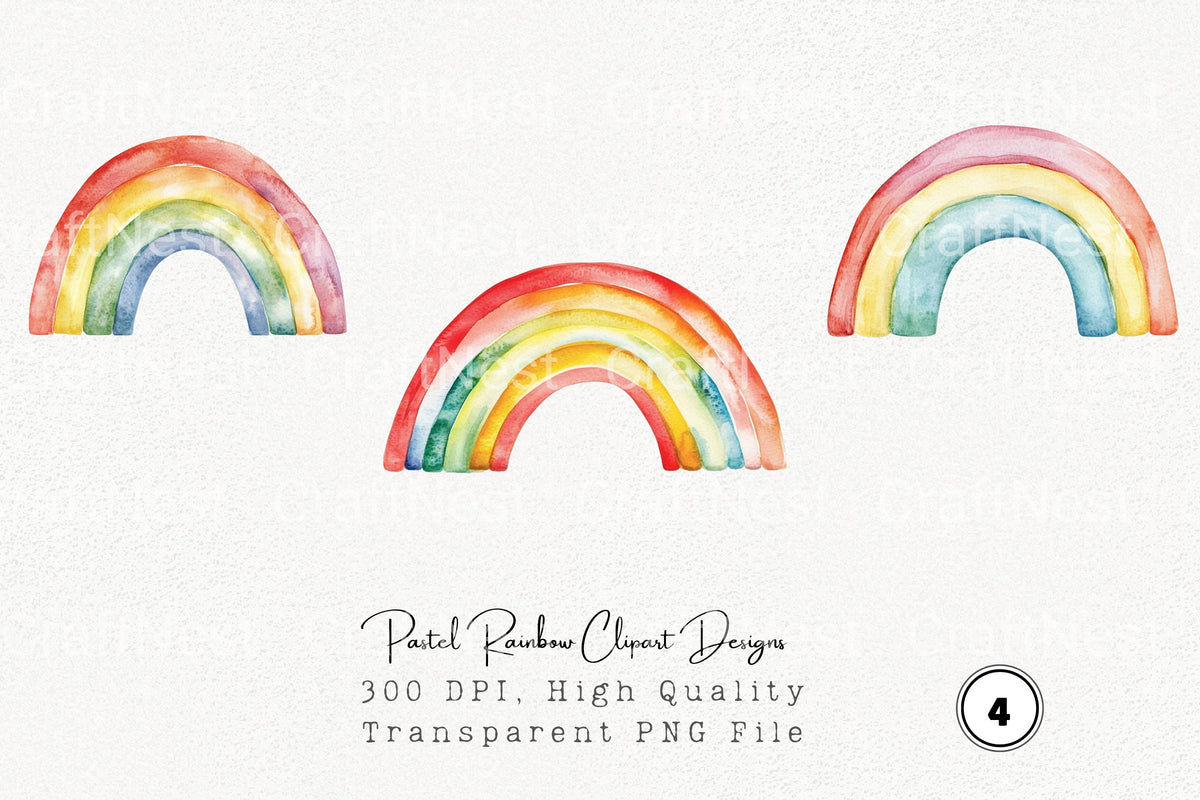 Pastel Rainbow Designs Clipart Bundle