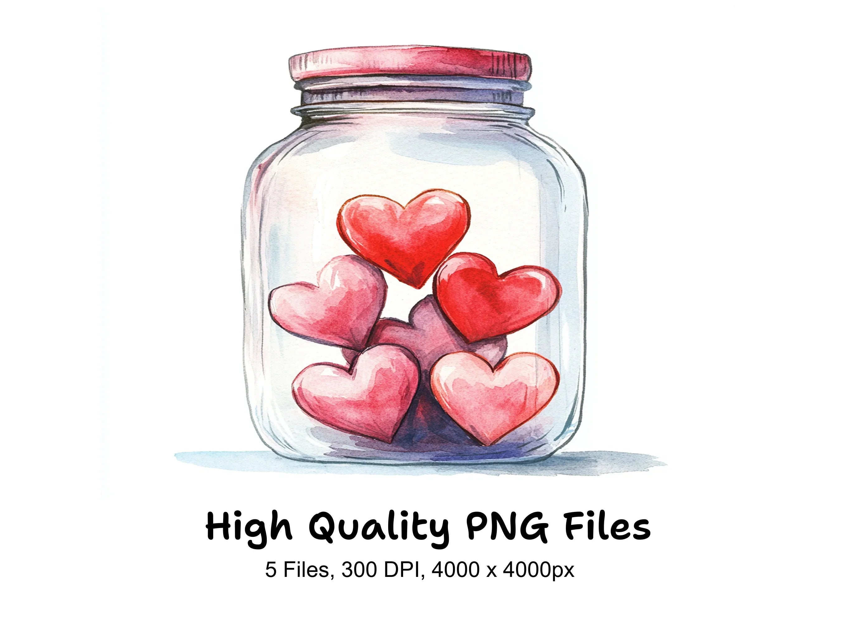 Sweet Heart Jars Clipart Bundle