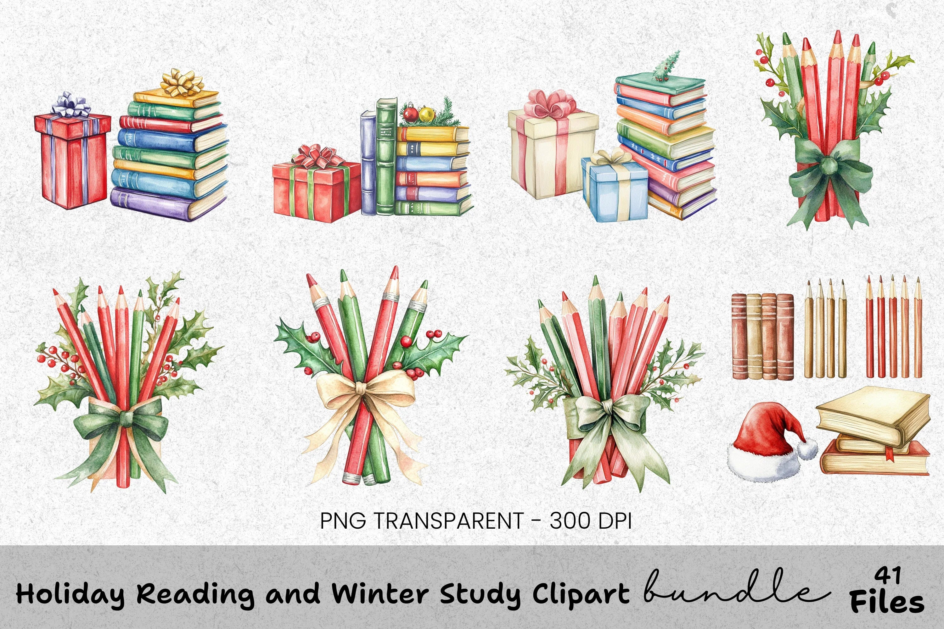 Christmas Candy Cane Book Clipart Bundle