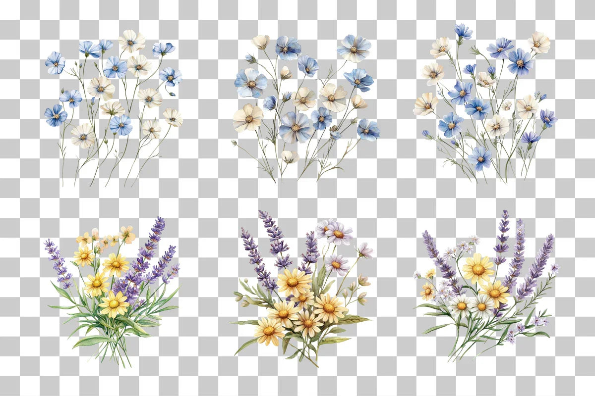 Wildflower Bouquet Floral Arrangement Clipart Bundle - CraftNest - Digital Crafting and Art