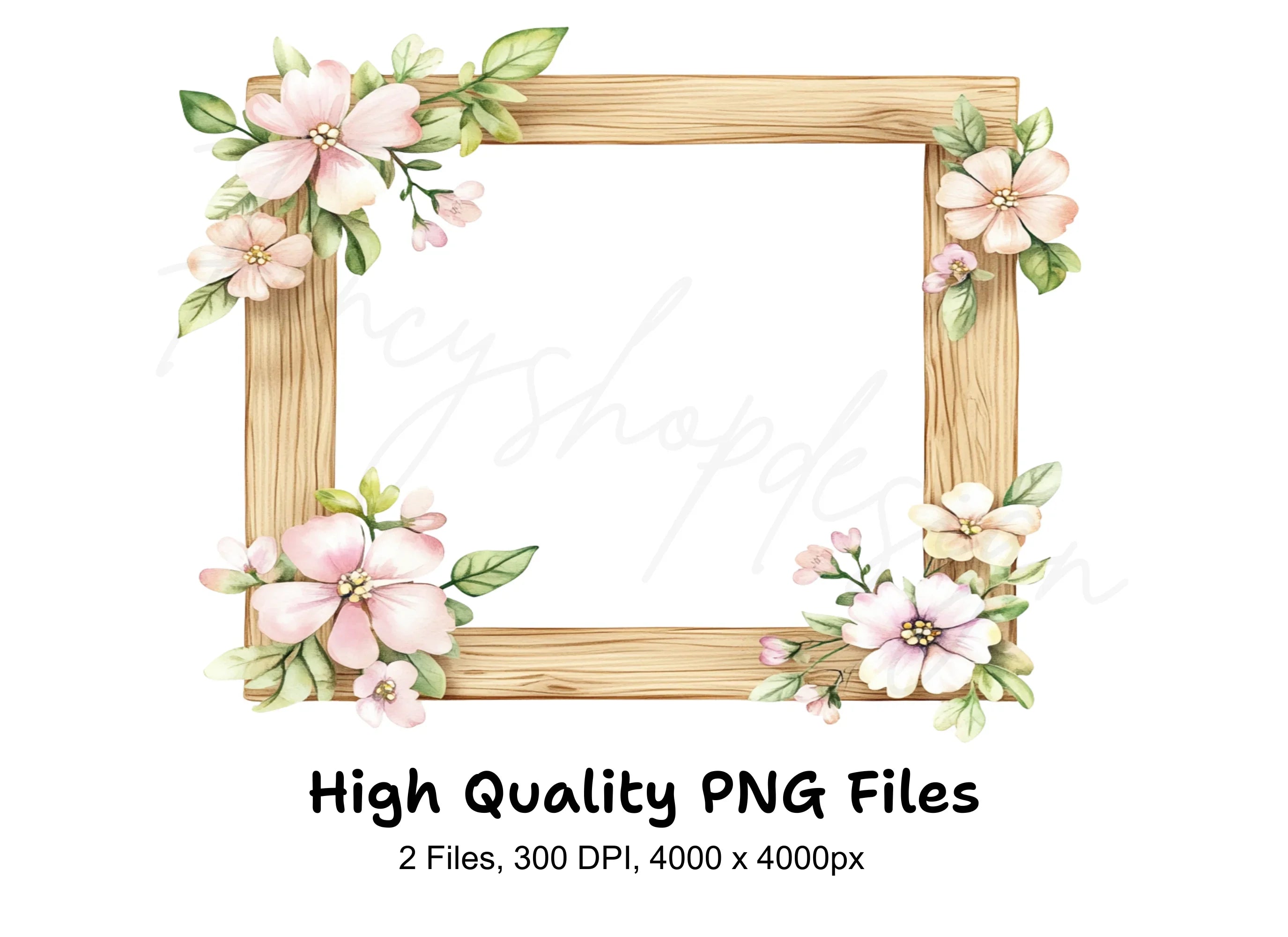 Elegant Floral Wooden Frames Clipart Bundle