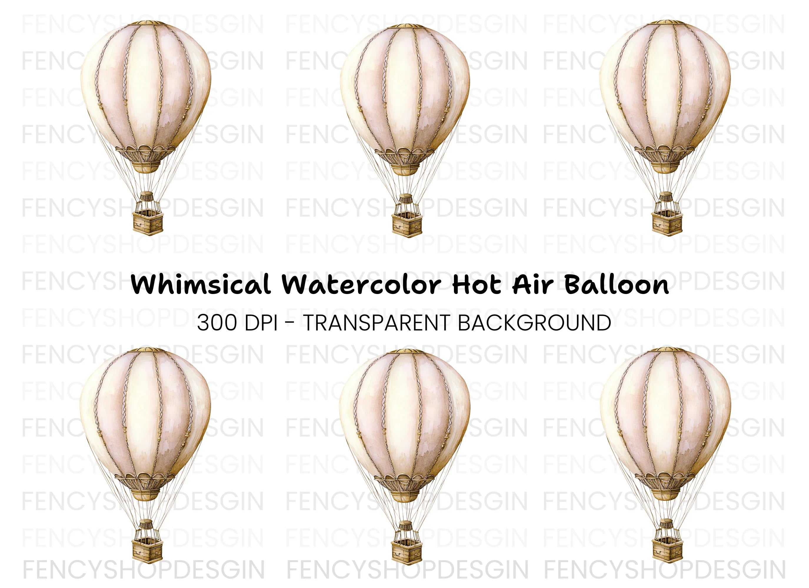 Vintage Hot Air Balloon Clipart Bundle