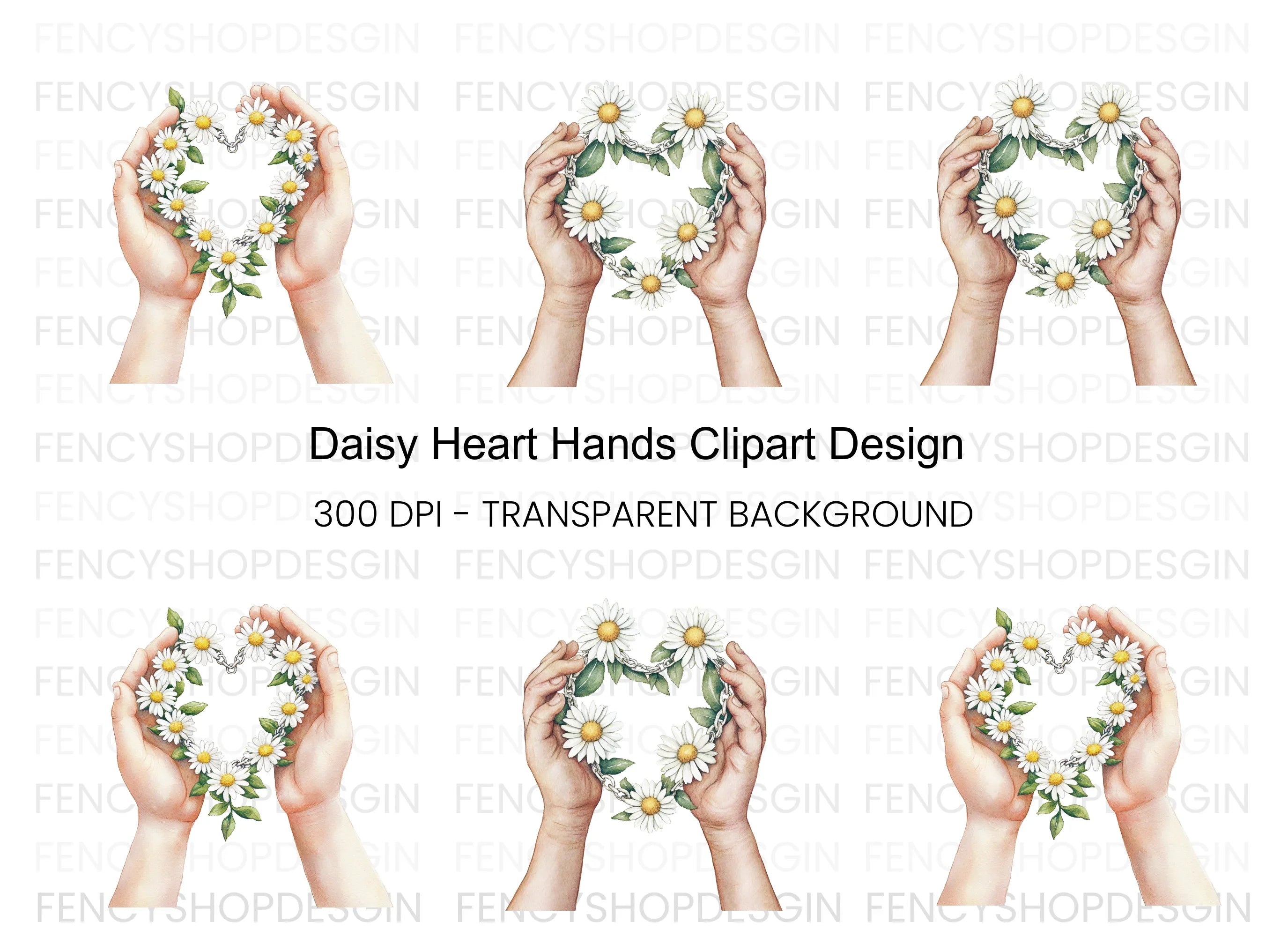 Daisy Chain Heart Clipart Bundle