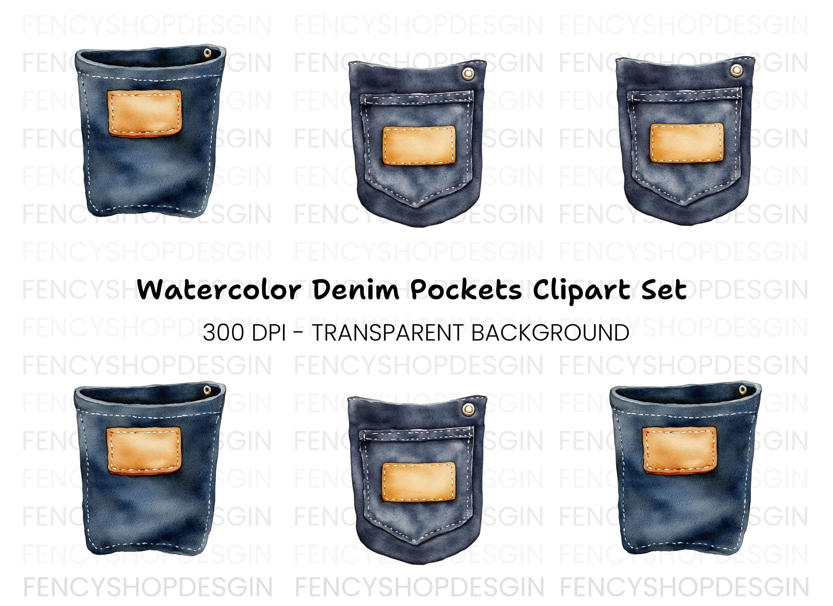 Denim Pockets Clipart Bundle