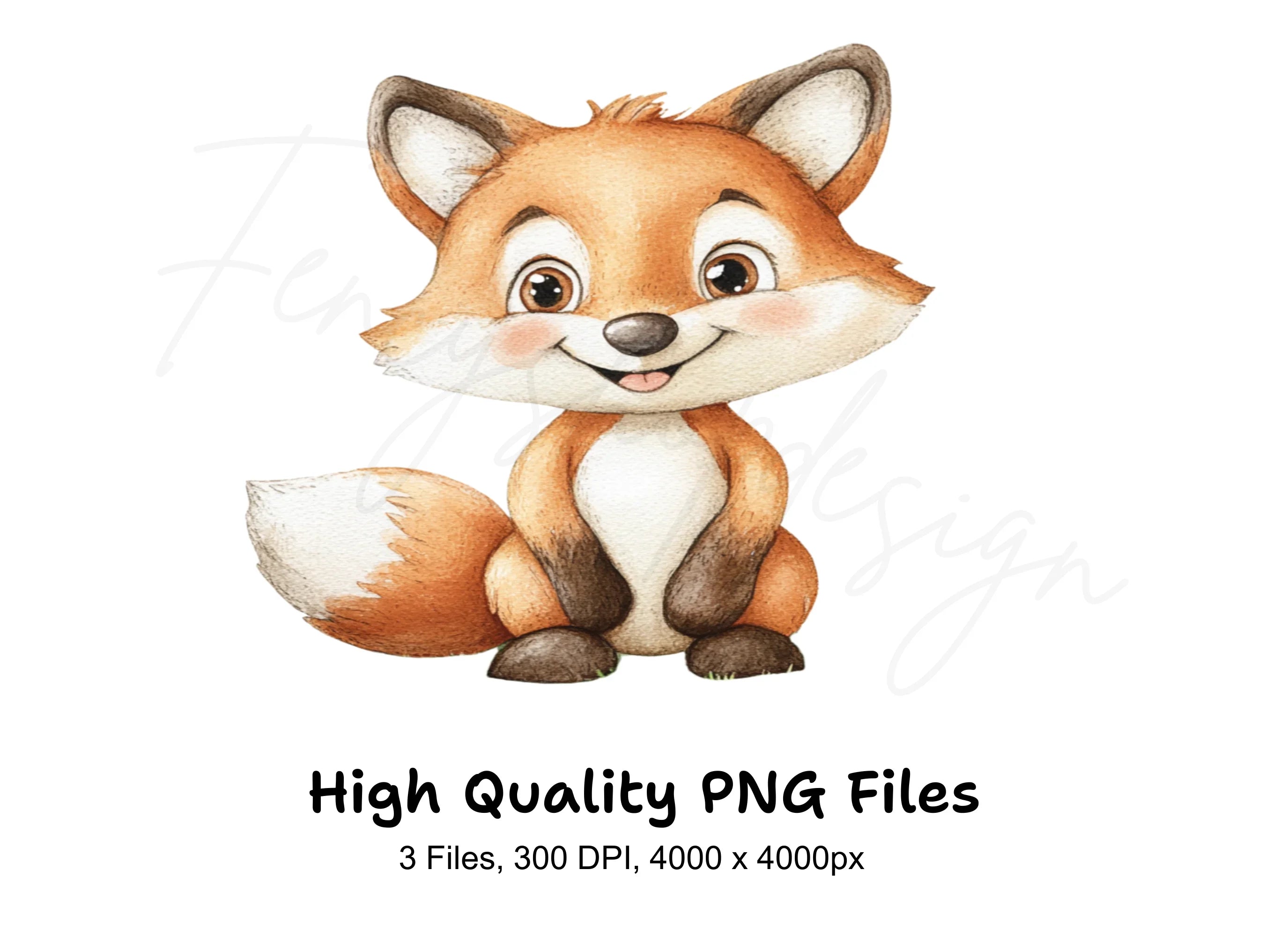 Cute Baby Fox Clipart Bundle