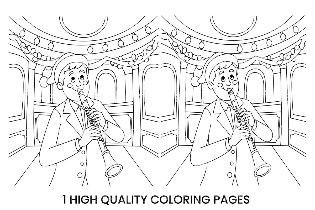 Christmas Clarinet Player Coloring Books