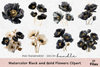 Elegant Black and Gold Floral Clipart Bundle