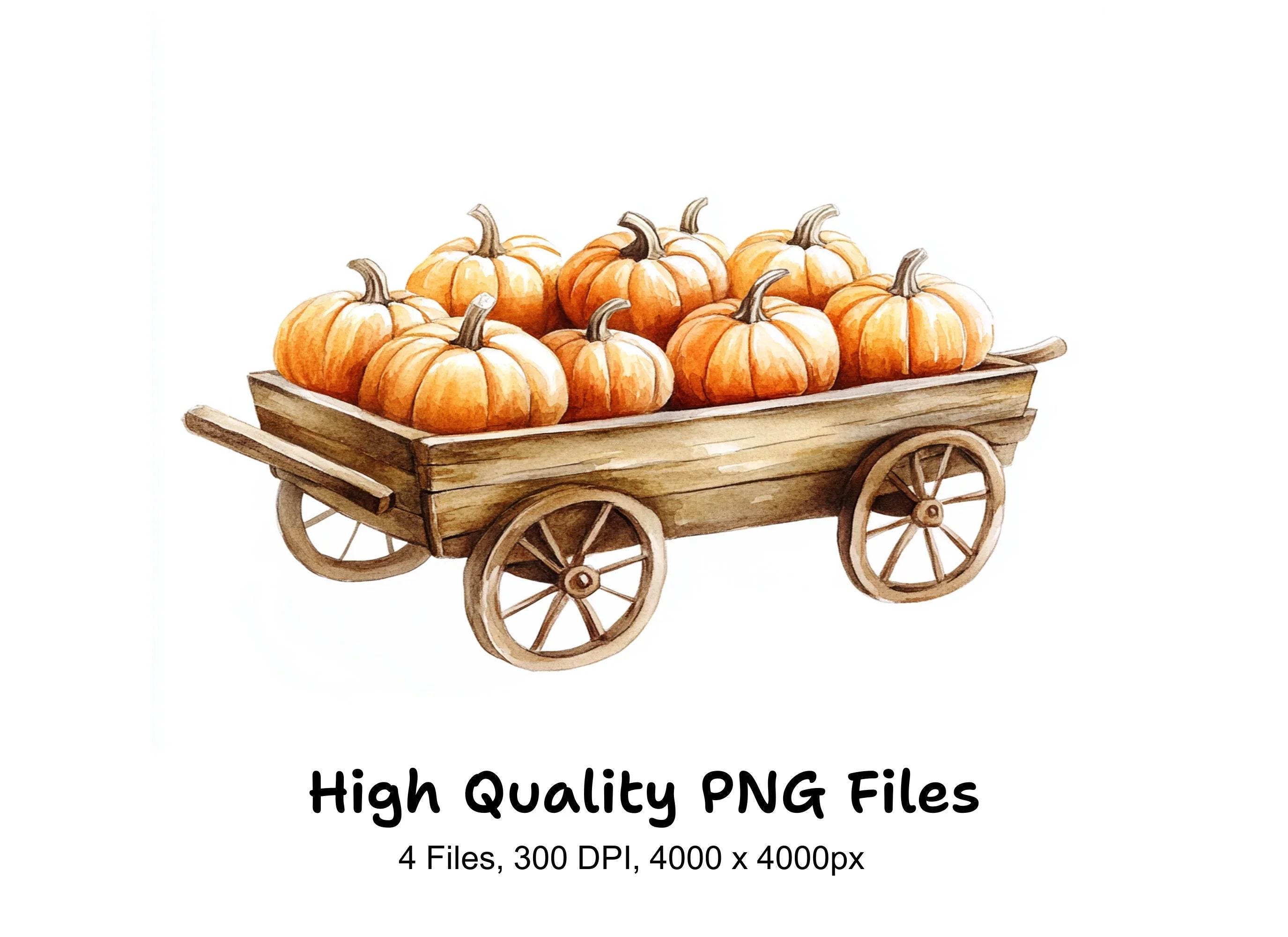 Rustic Pumpkin Wagon Clipart Bundle