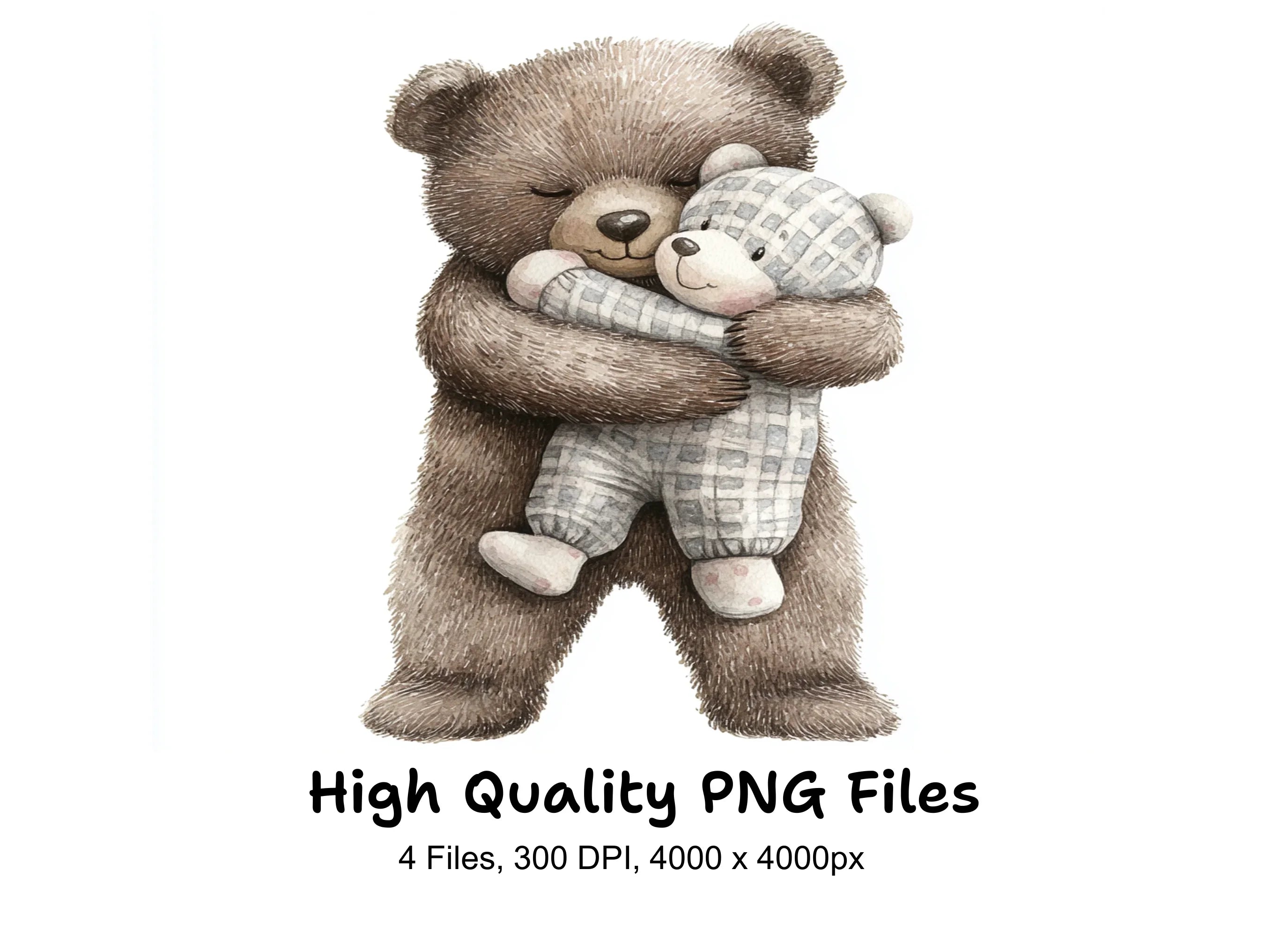 Sweet Bear Hugging Baby Bear Clipart Bundle