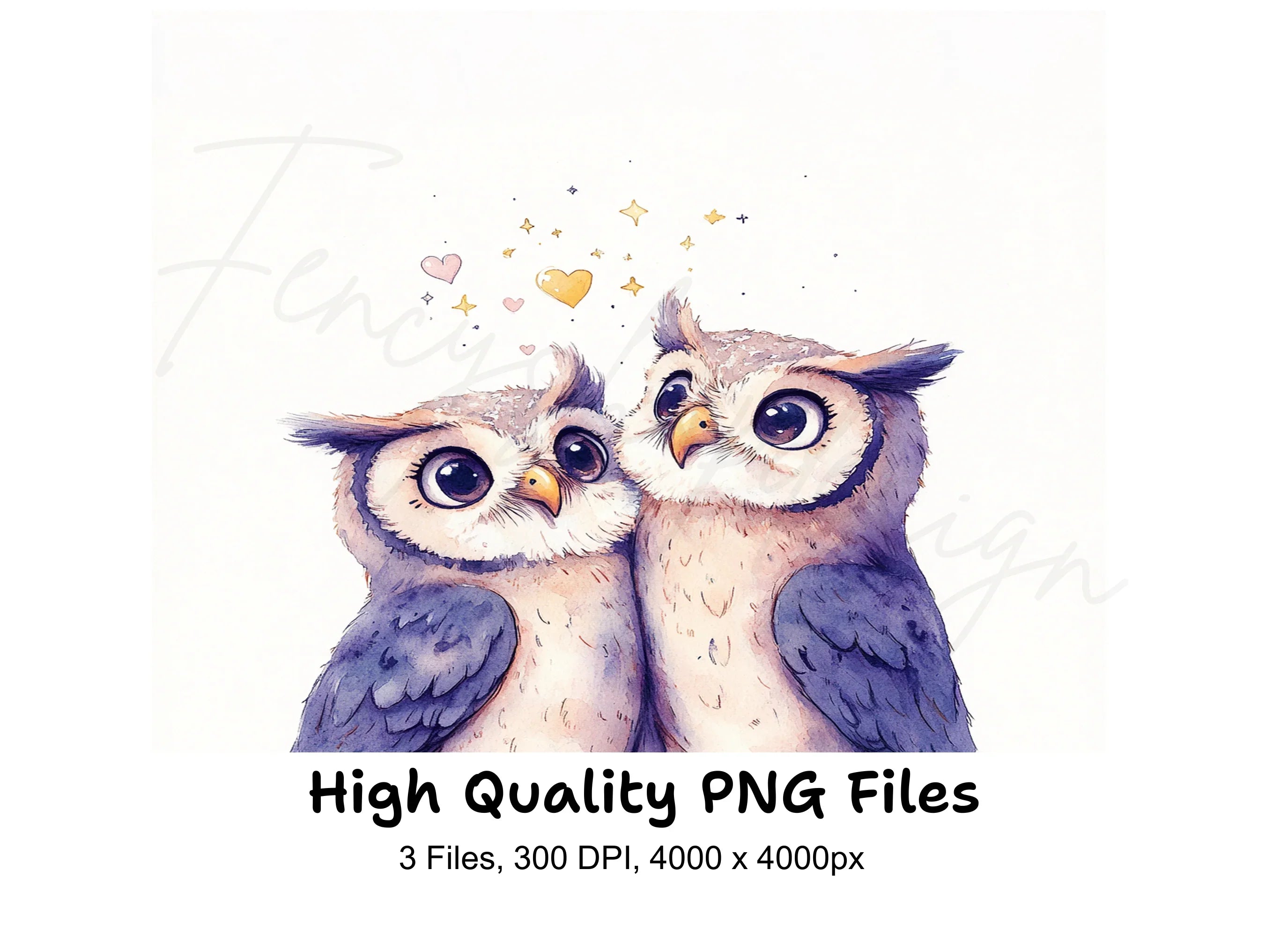 Cute Owl Couple Love Clipart Bundle