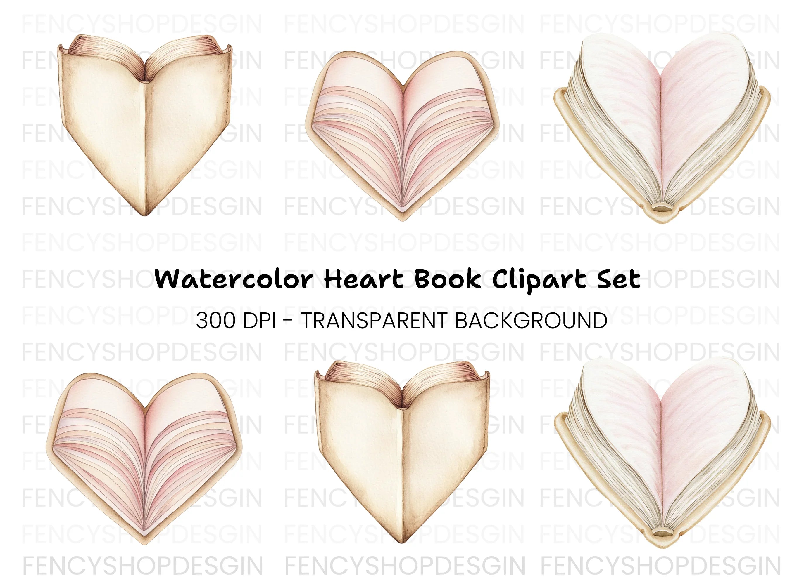 Heart Shaped Book Clipart Bundle