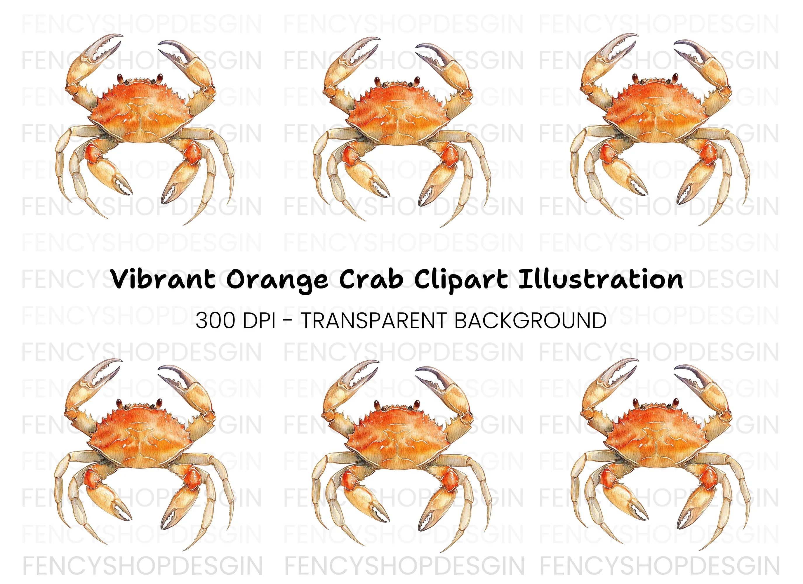 Orange Crab Clipart Bundle