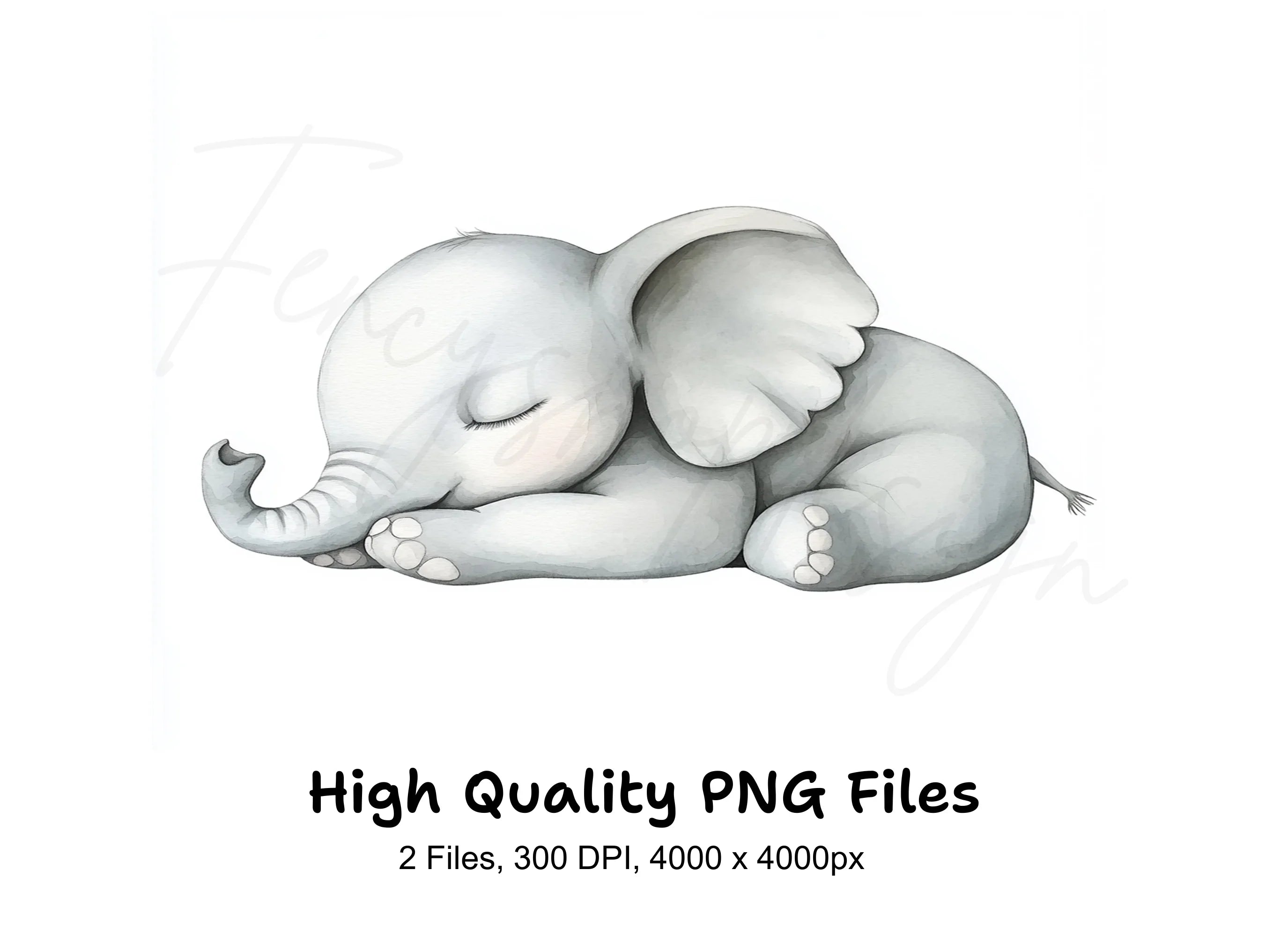 Sleeping Baby Elephant Clipart Bundle