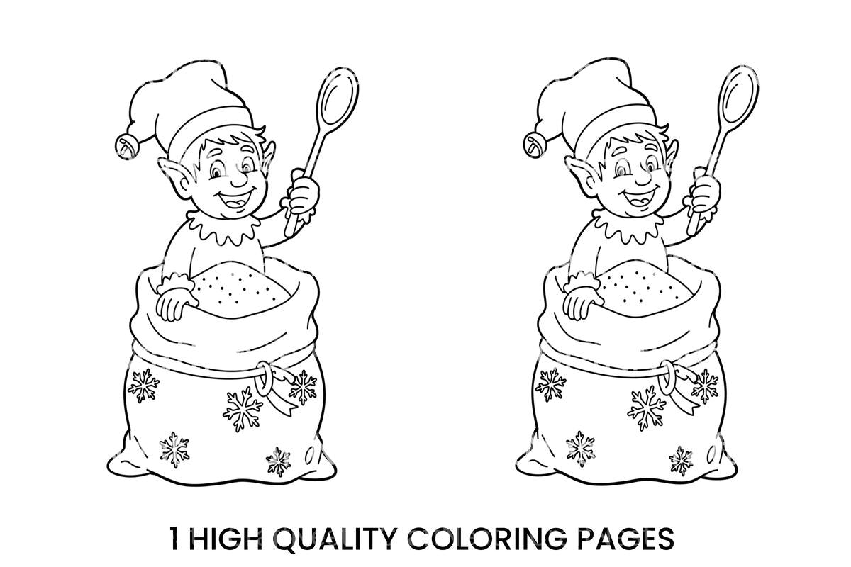 Christmas Elf in Sack Coloring Books