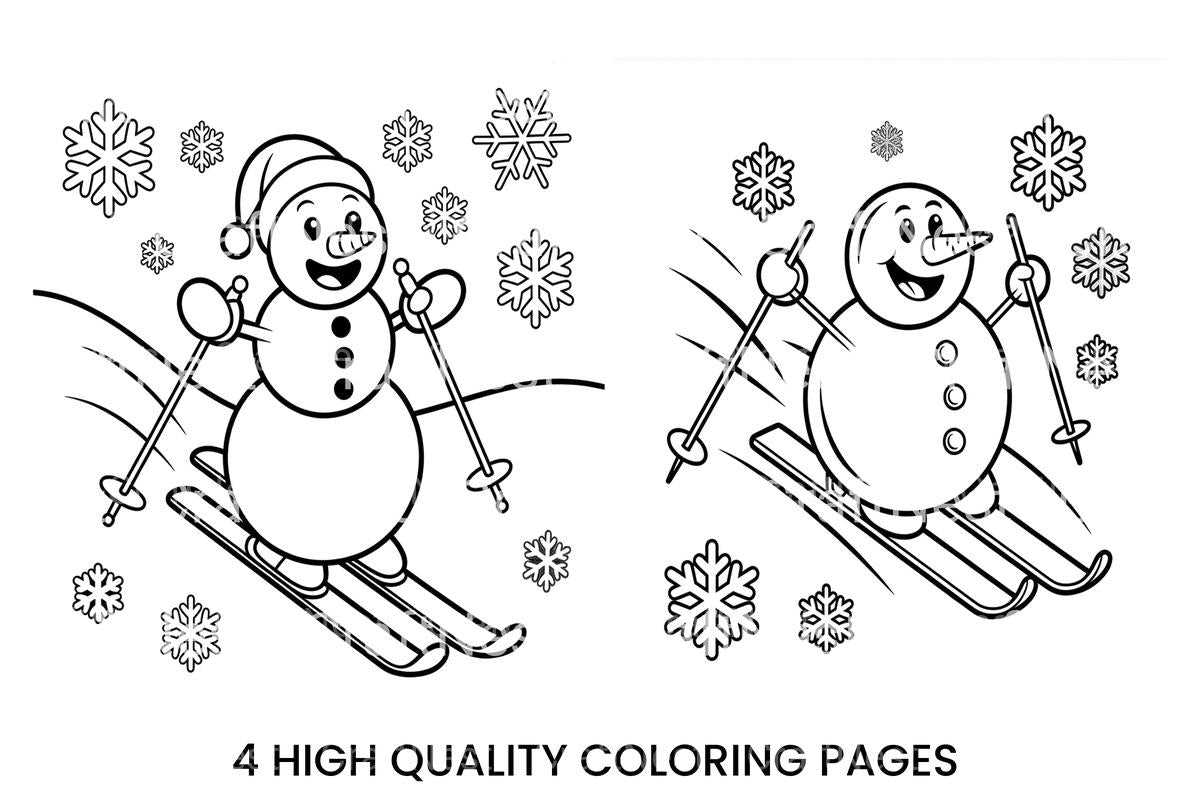 Happy Snowmen Skiing Coloring Books