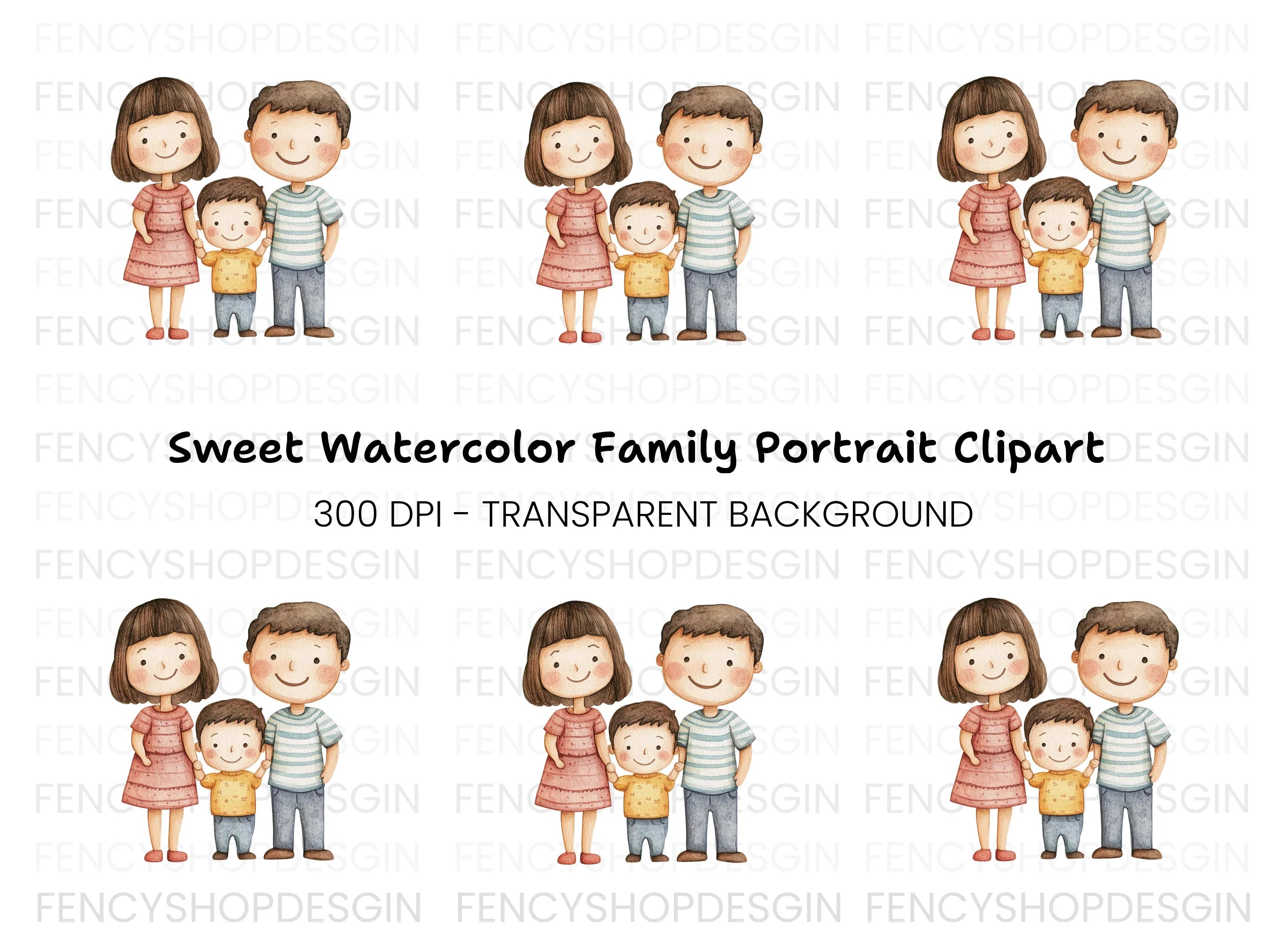 Happy Family Illustration Clipart Bundle