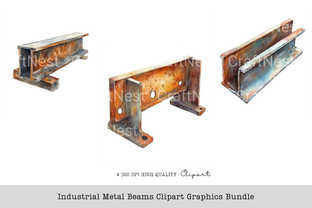 Industrial Metal Beams Graphics Clipart Bundle