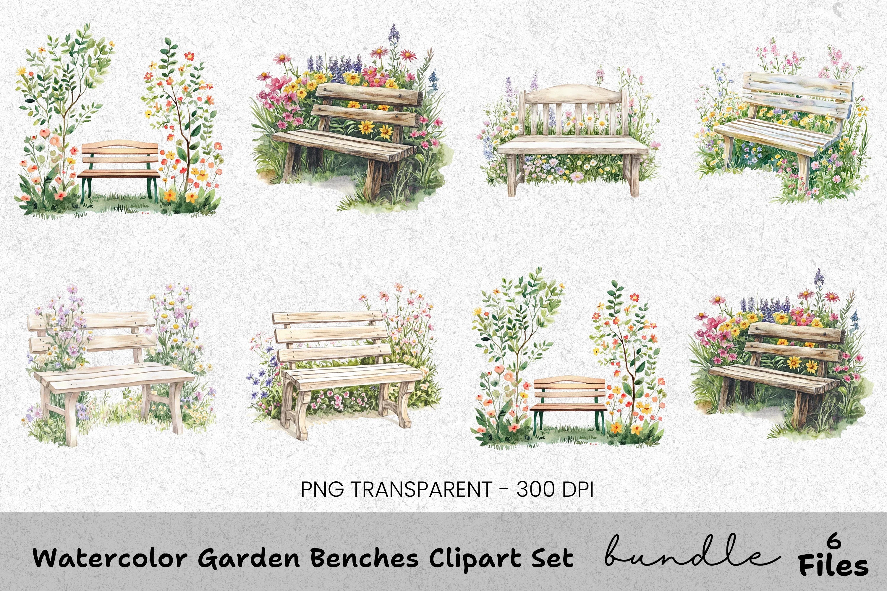 Garden Benches Clipart Bundle