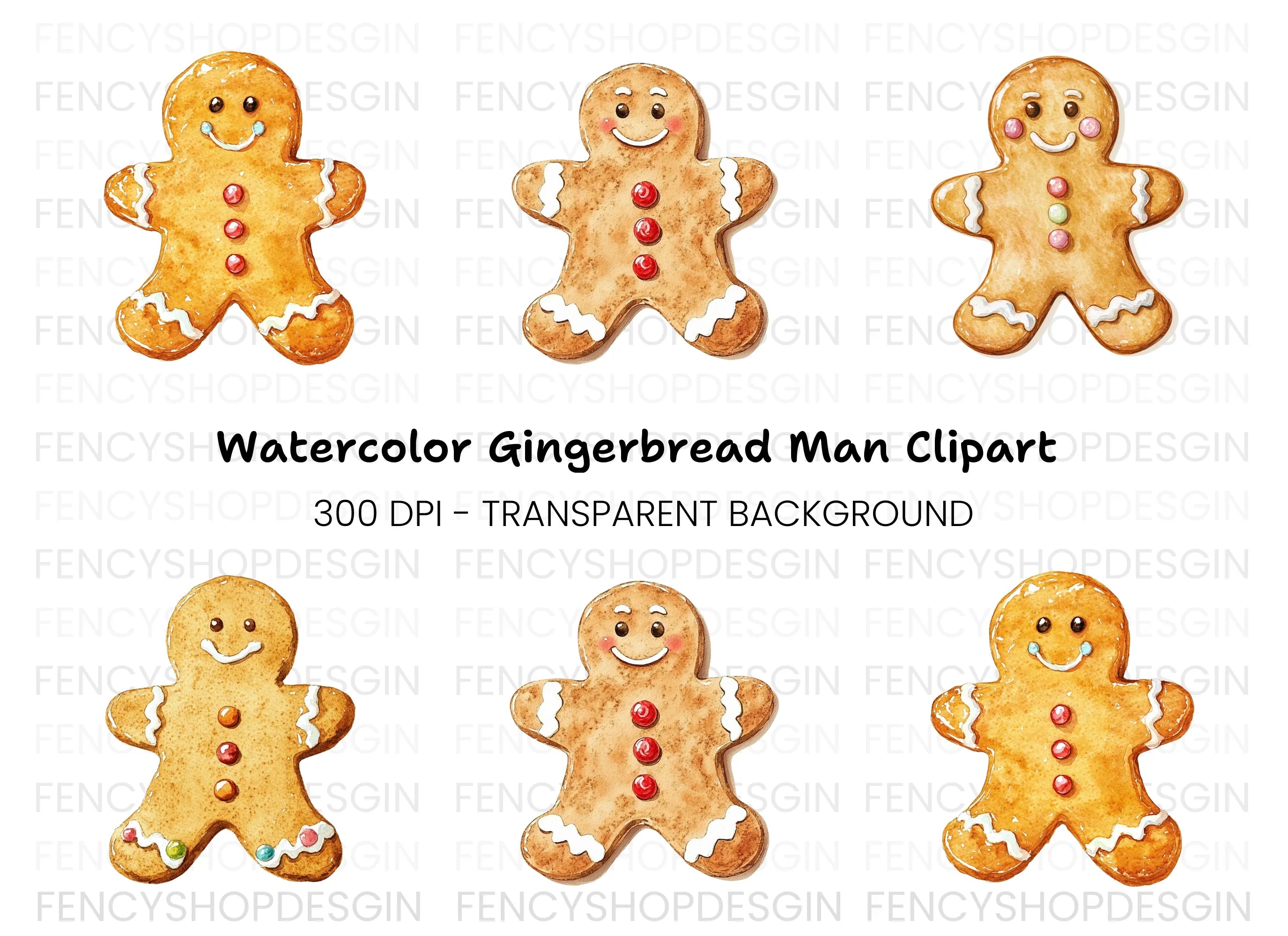 Cute Gingerbread Man Clipart Bundle