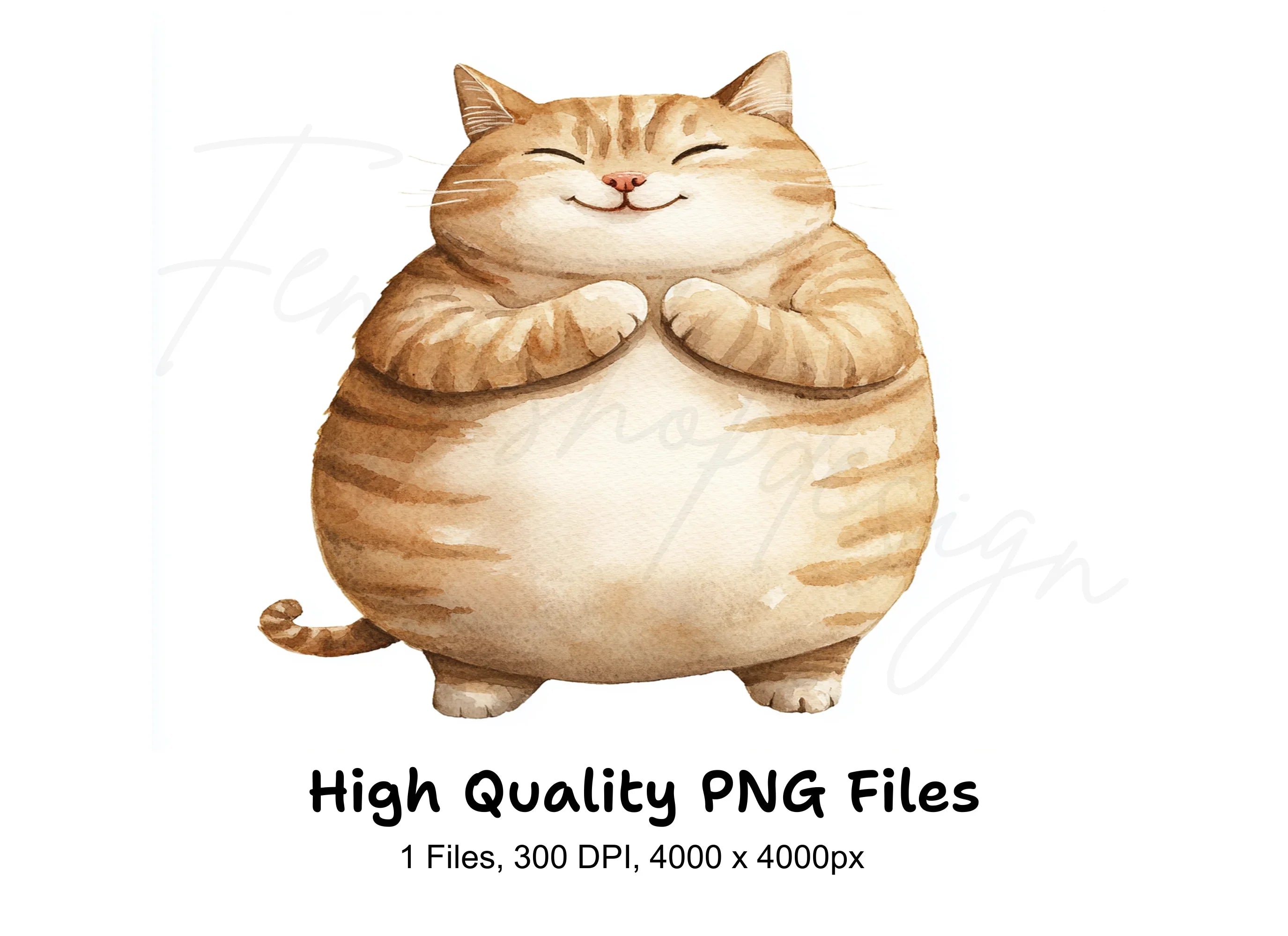 Chubby Happy Cat Clipart Bundle