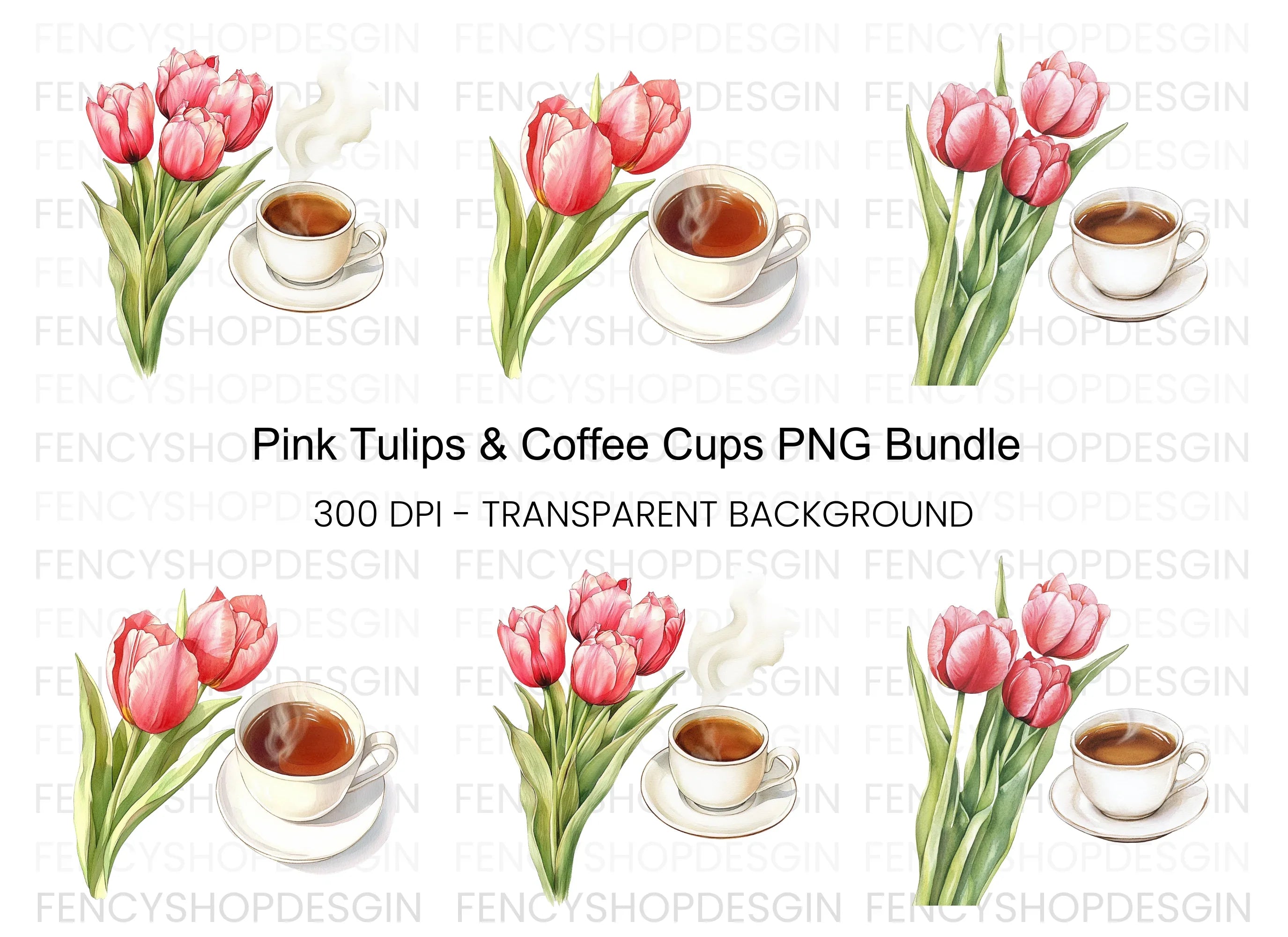 Tulips and Coffee Clipart Bundle