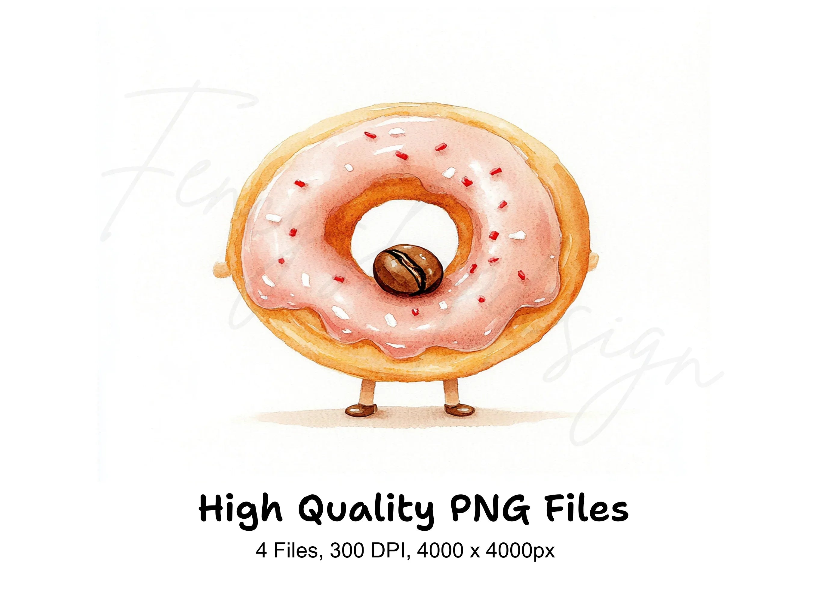 Cute Donut and Coffee Bean Clipart Bundle